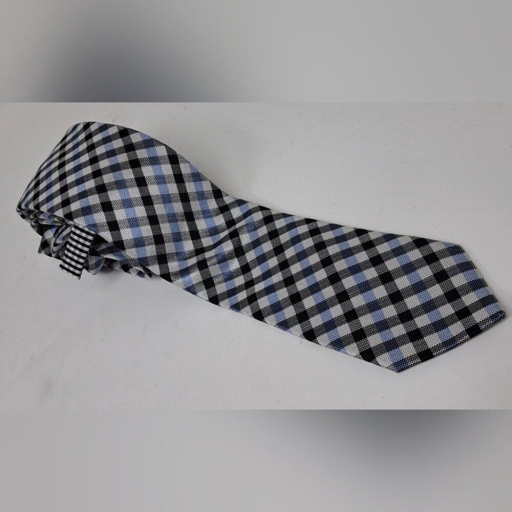 Ben Sherman Ben Sherman Men's Slim Tie Neck Tie 100% Silk Black Blue Wh Size ONE SIZE - 3 Thumbnail