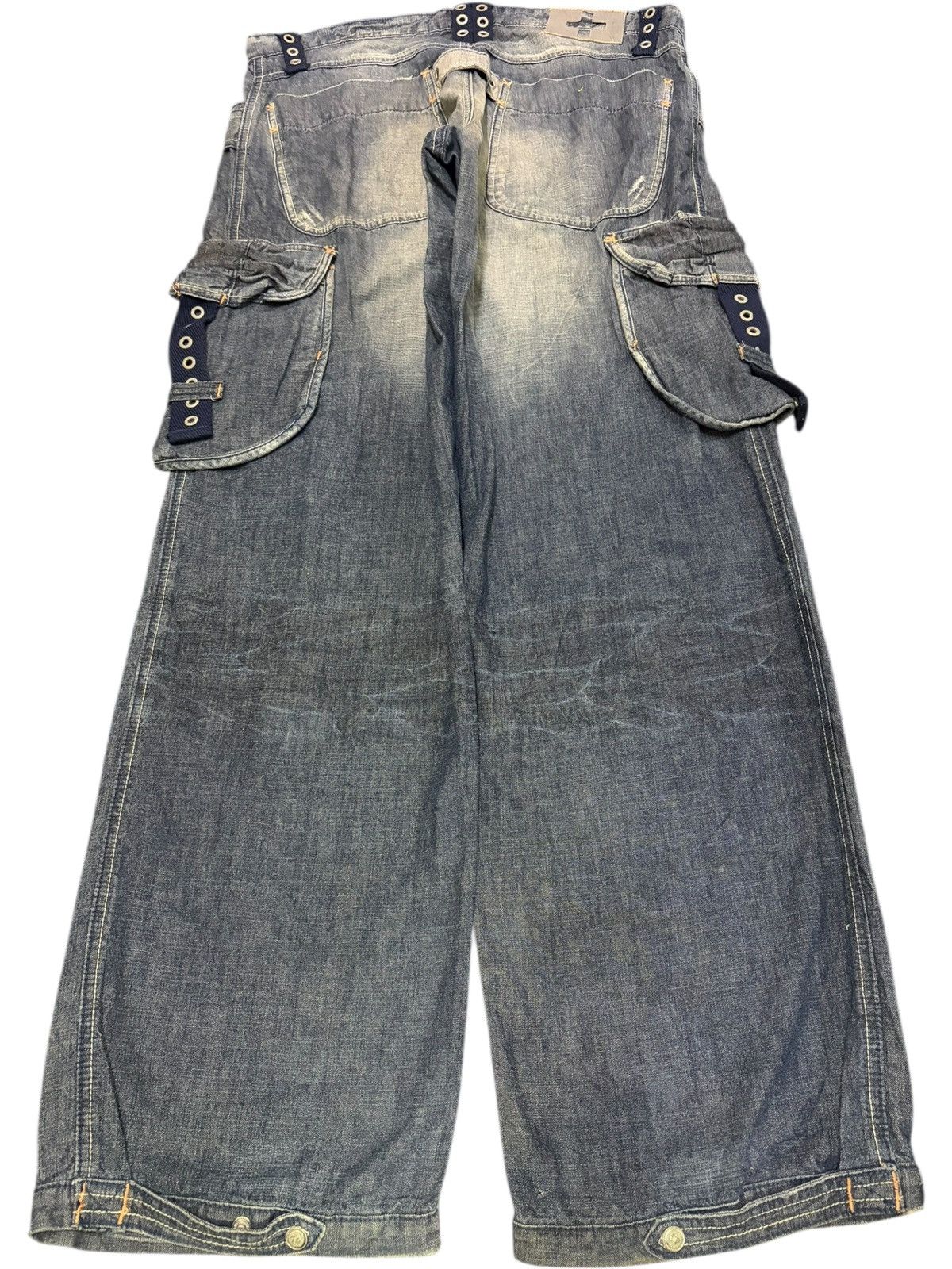 Post Overalls Vintage Post + Mud Wash Cargo Wide Leg Baggy Jeans Size US 36 / EU 52 - 2 Thumbnail