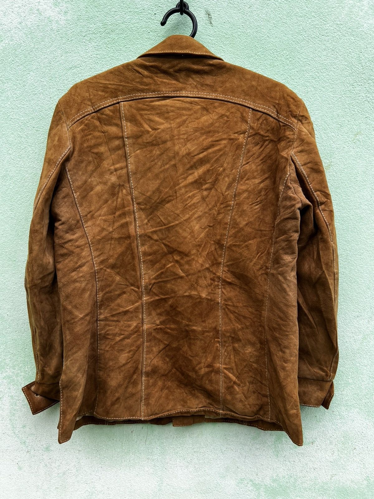 Leather Vintage 70s German Suede Leather Safari Jacket Brown Size US M / EU 48-50 / 2 - 4 Thumbnail