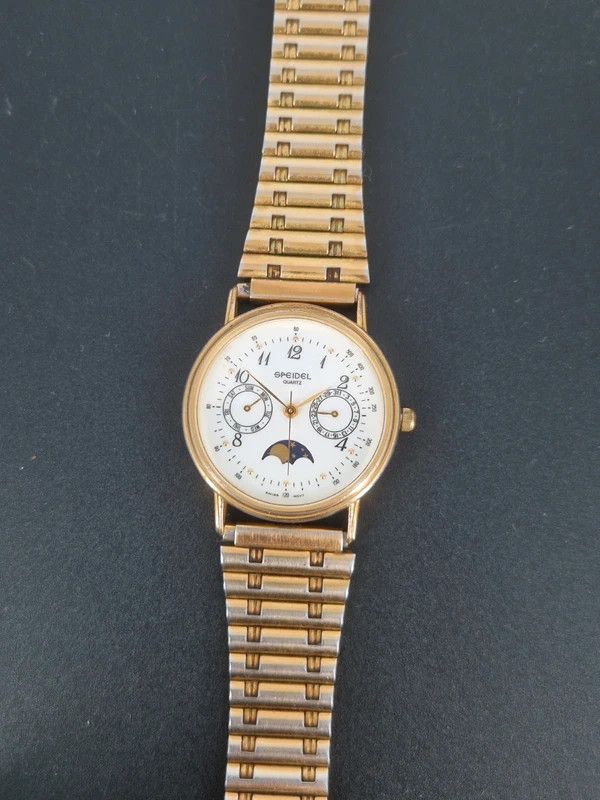 Other Vintage Speidel Moonphase Gold Quartz Watch Swiss Movement Size 36 - 5 Thumbnail