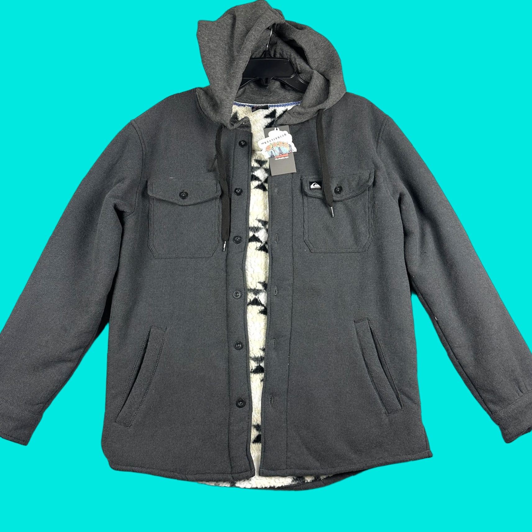 Quiksilver Quiksilver Jacket Mens Small Gray Hooded Sherpa Lined Snap Parka QSM35LW147 NWT Size US S / EU 44-46 / 1 - 1 Thumbnail