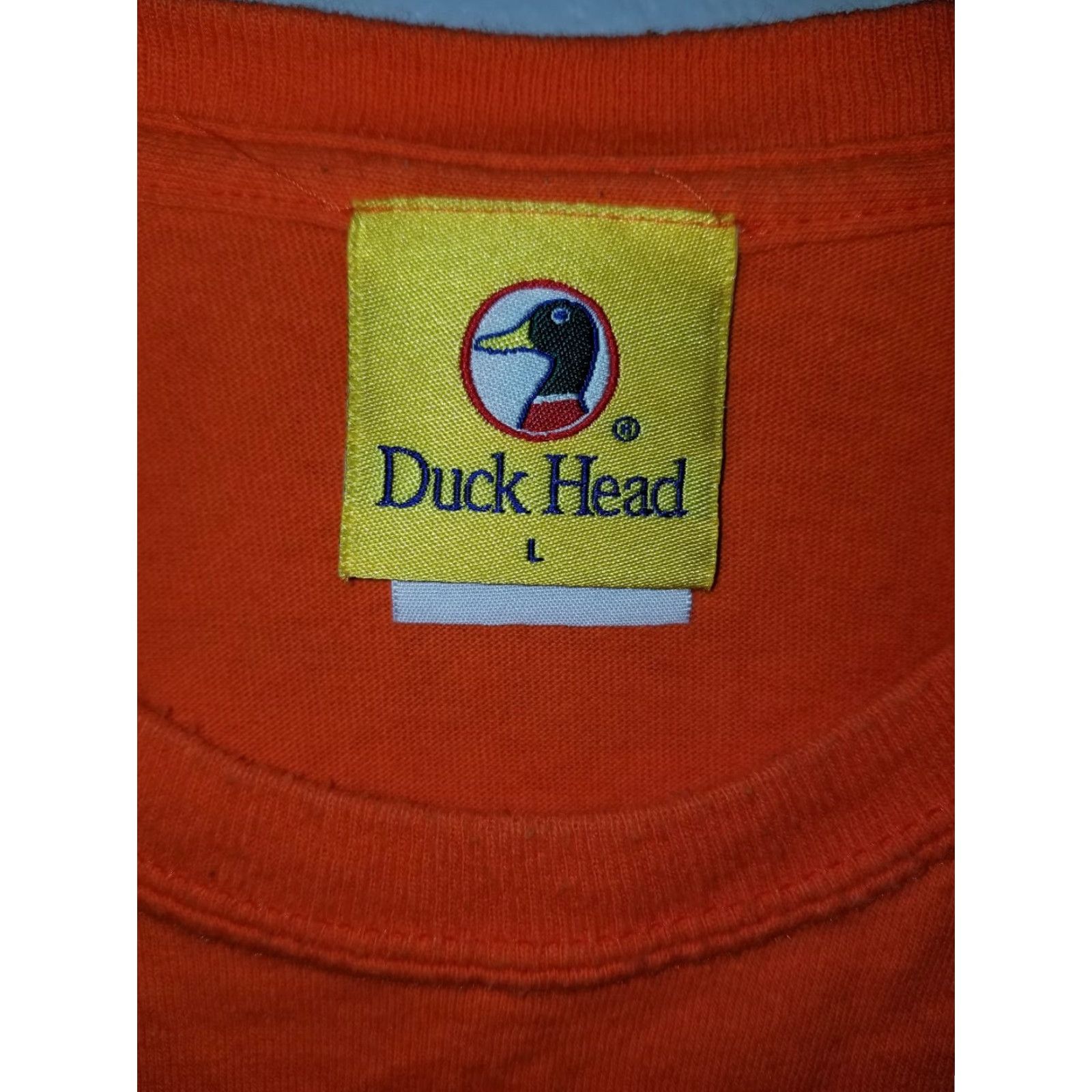 Vintage Duck Head Shirt Mens L Orange Sportsman Pocket Vintage 60s 70s Logo Crew Neck Cotton Short Sleeve Size US L / EU 52-54 / 3 - 2 Thumbnail