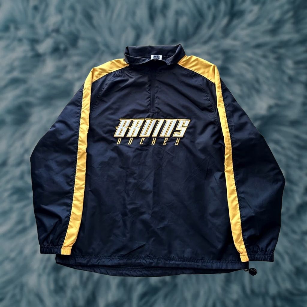 NHL VINTAGE NHL Boston Bruins Quarter Zip Anorak Windbreaker Jacket Black Yellow M Mens Medium Black Windbreaker Bruins Quarter Zip Jacket Size US M / EU 48-50 / 2 - 1 Thumbnail
