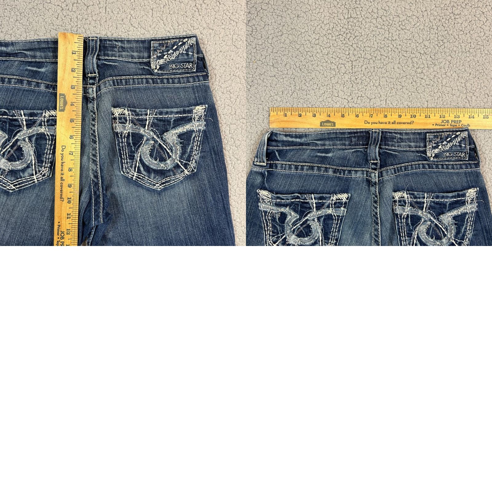 Denime BIG STAR Jeans Cropped Denim Blue 30x19 Women’s Ultra Low Rise 5-Pocket Logo Stars Born Mexico Size 30 Regular Women Size 30" / US 8 / IT 44 - 8 Thumbnail