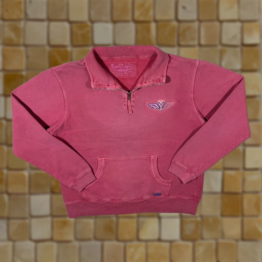 Vintage Kangaroo Poo Surfer 1/4 Zip Sweatshirt Women's Red Washed 00's Board Angels Y2K Graphic Chest Back Pullover Size 16 Mens Womens Girls Boys Size XXL / US 16-18 / IT 52-54 - 1 Thumbnail