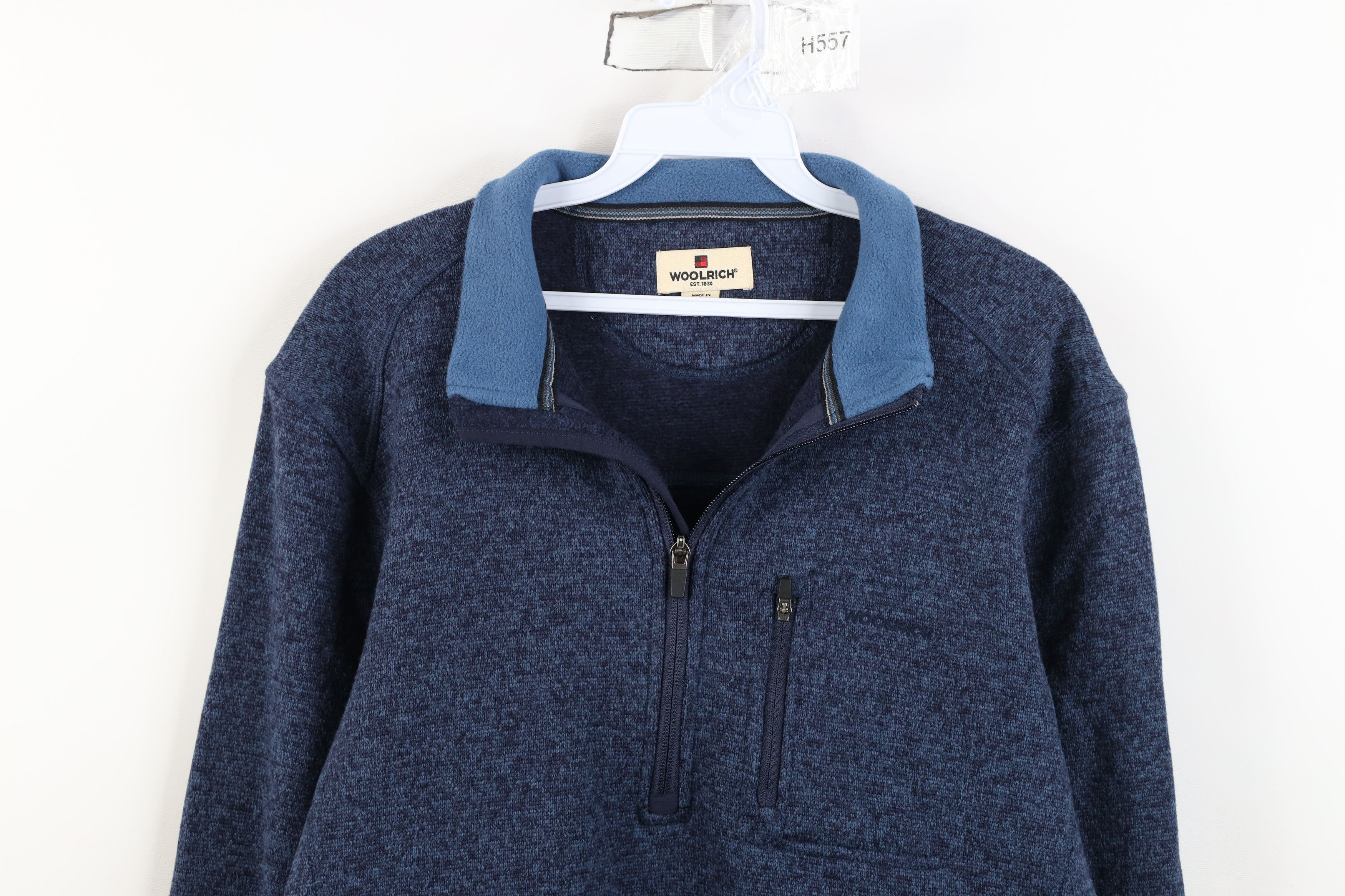 Woolrich Woolen Mills Vintage Y2K Woolrich Knit 1/4 Half Zip Pullover Sweater Blue Size US L / EU 52-54 / 3 - 2 Thumbnail