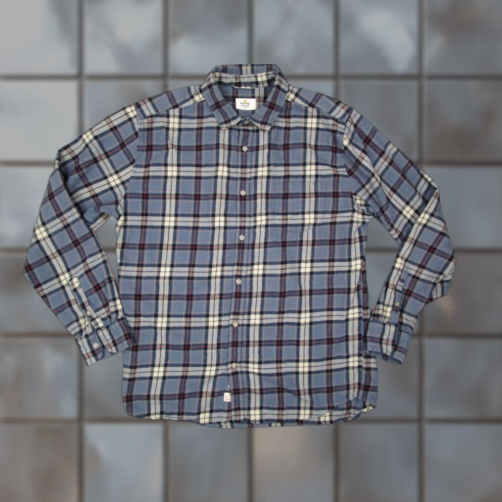 Marine Layer VINTAGE Marine Layer Shirt Mens Large Blue Plaid Flannel Button-Up Organic Cotton 100% Button-Front Casual Classic Plaid 2010s Mens Size US L / EU 52-54 / 3 - 1 Thumbnail