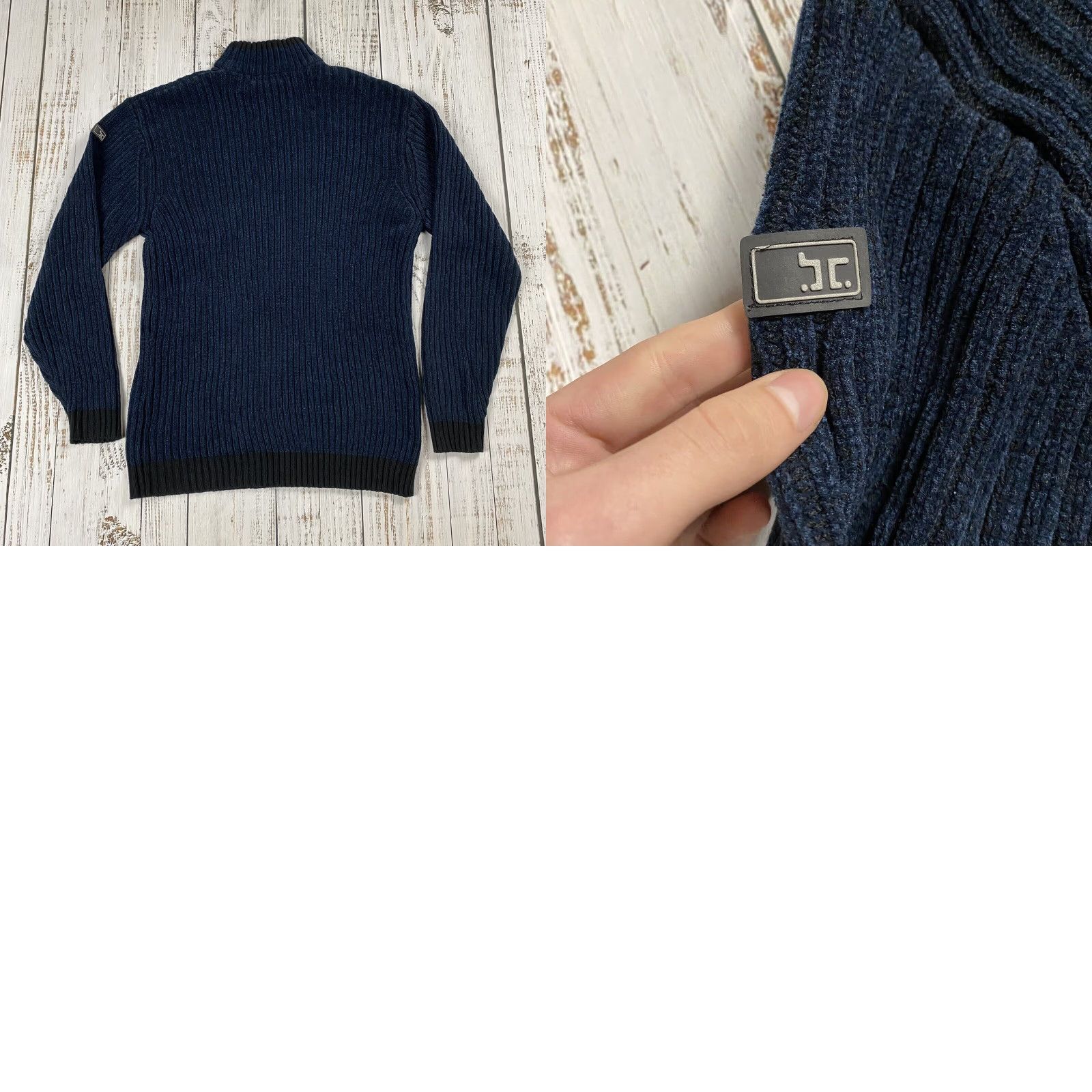Vintage VINTAGE 90s Barcode Mens Turtleneck Sweater Hoodie 2XL Fall Winter Blue Black Stripes Size US XXL / EU 58 / 5 - 8 Thumbnail