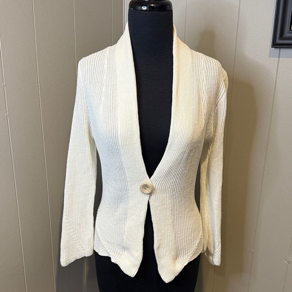 Brunello Cucinelli Brunello Cucinelli Women’s Medium White Knit Cardigan with Size M / US 6-8 / IT 42-44 - 1 Thumbnail