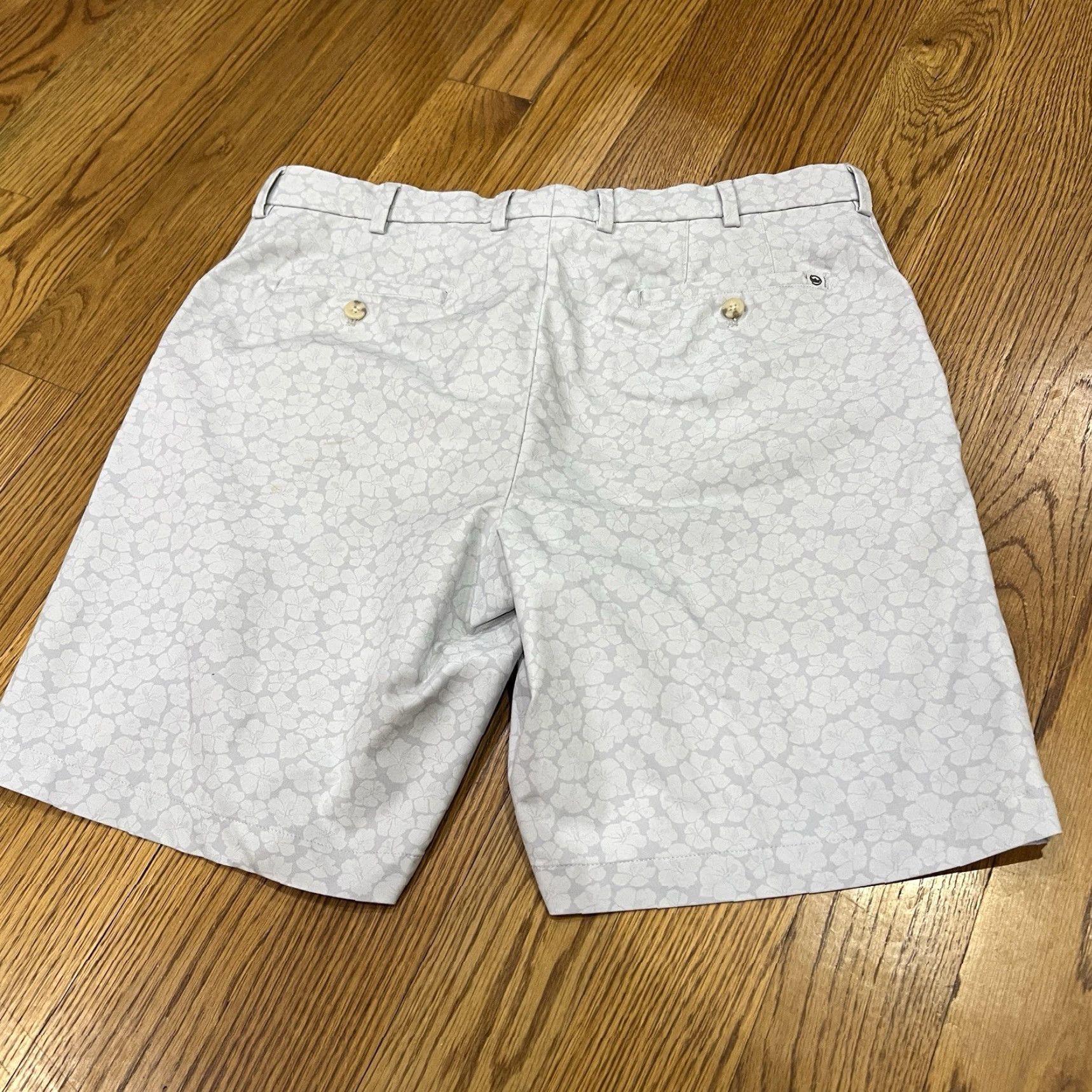 Peter Millar Peter Millar Mens Golf Shorts Floral AOP Pattern Gray White Size 35 Size US 35 - 7 Thumbnail