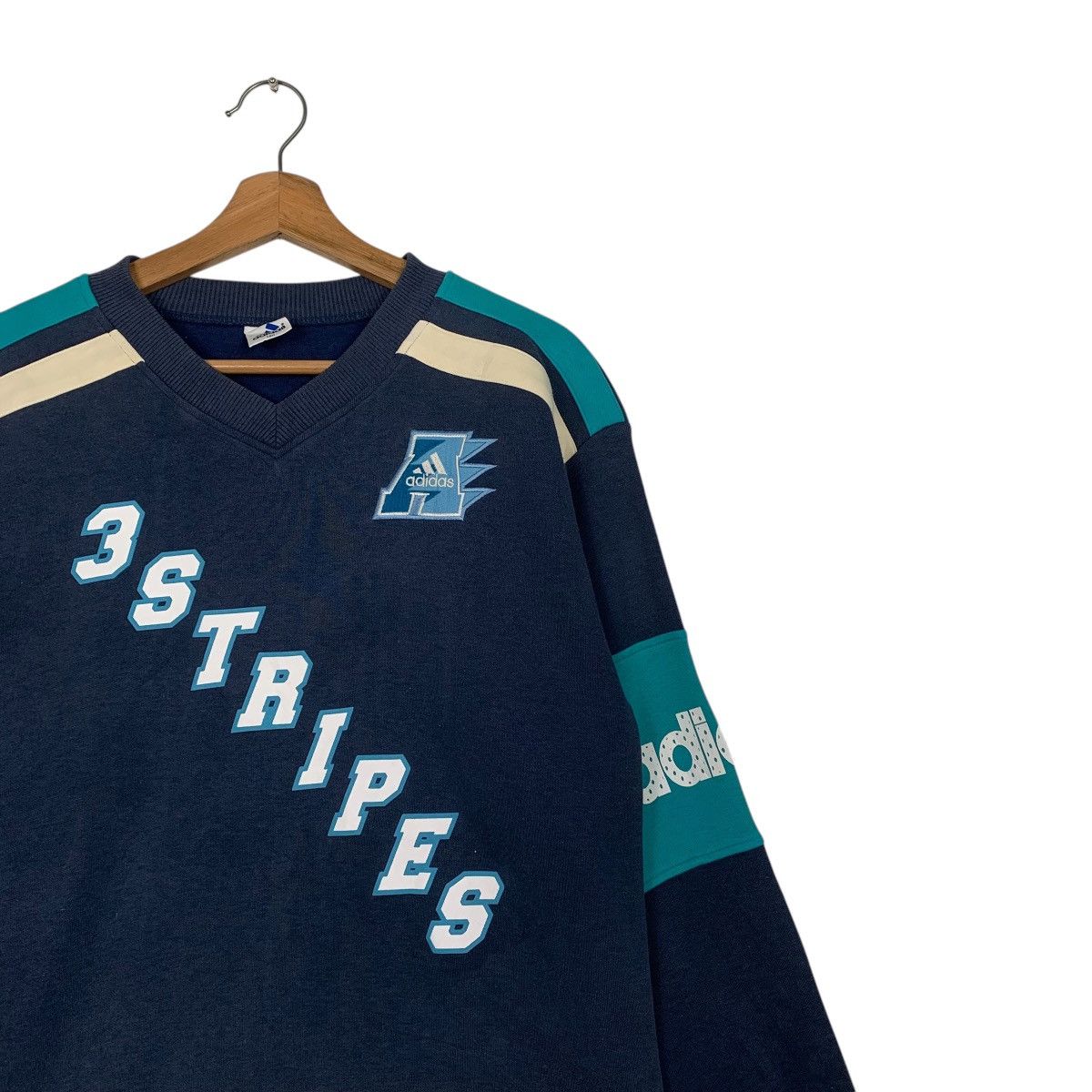 Adidas Adidas Three Stripes V-neck Sweater Size US S / EU 44-46 / 1 - 5 Thumbnail