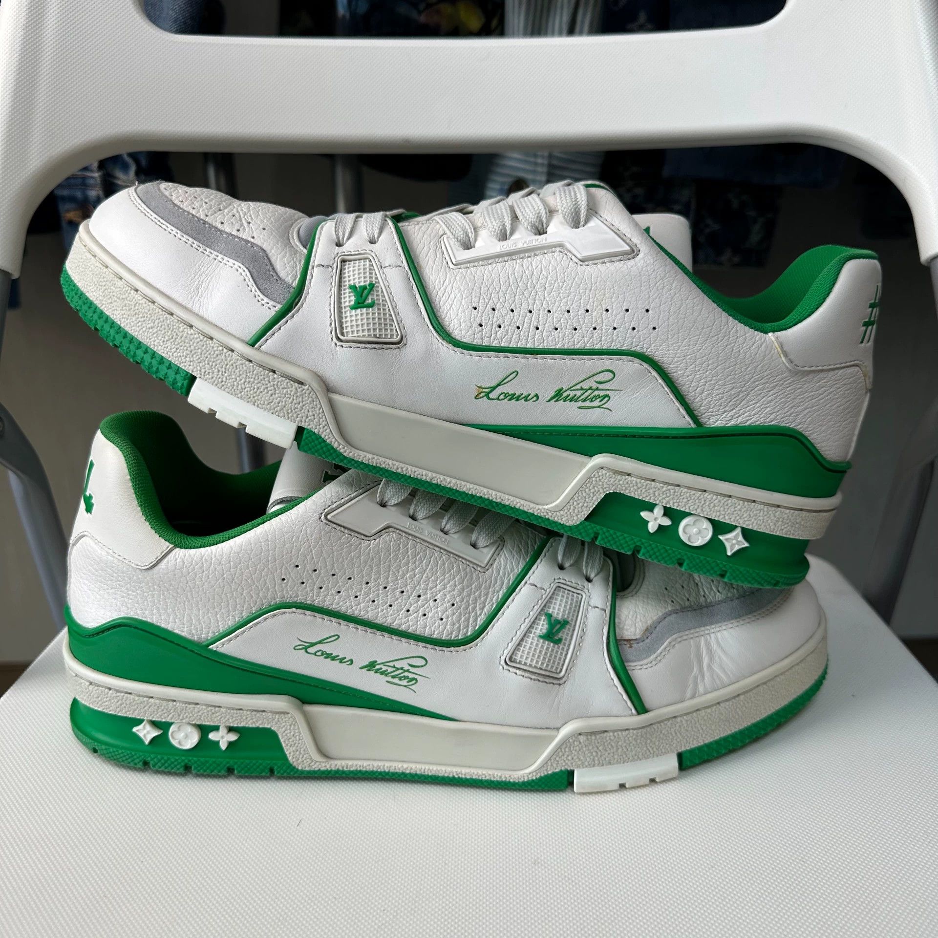 Louis Vuitton LOUIS VUITTON Trainer Low Top Lace-Up M Green EU 42.5 Size US 9.5 / EU 42-43 - 7 Thumbnail
