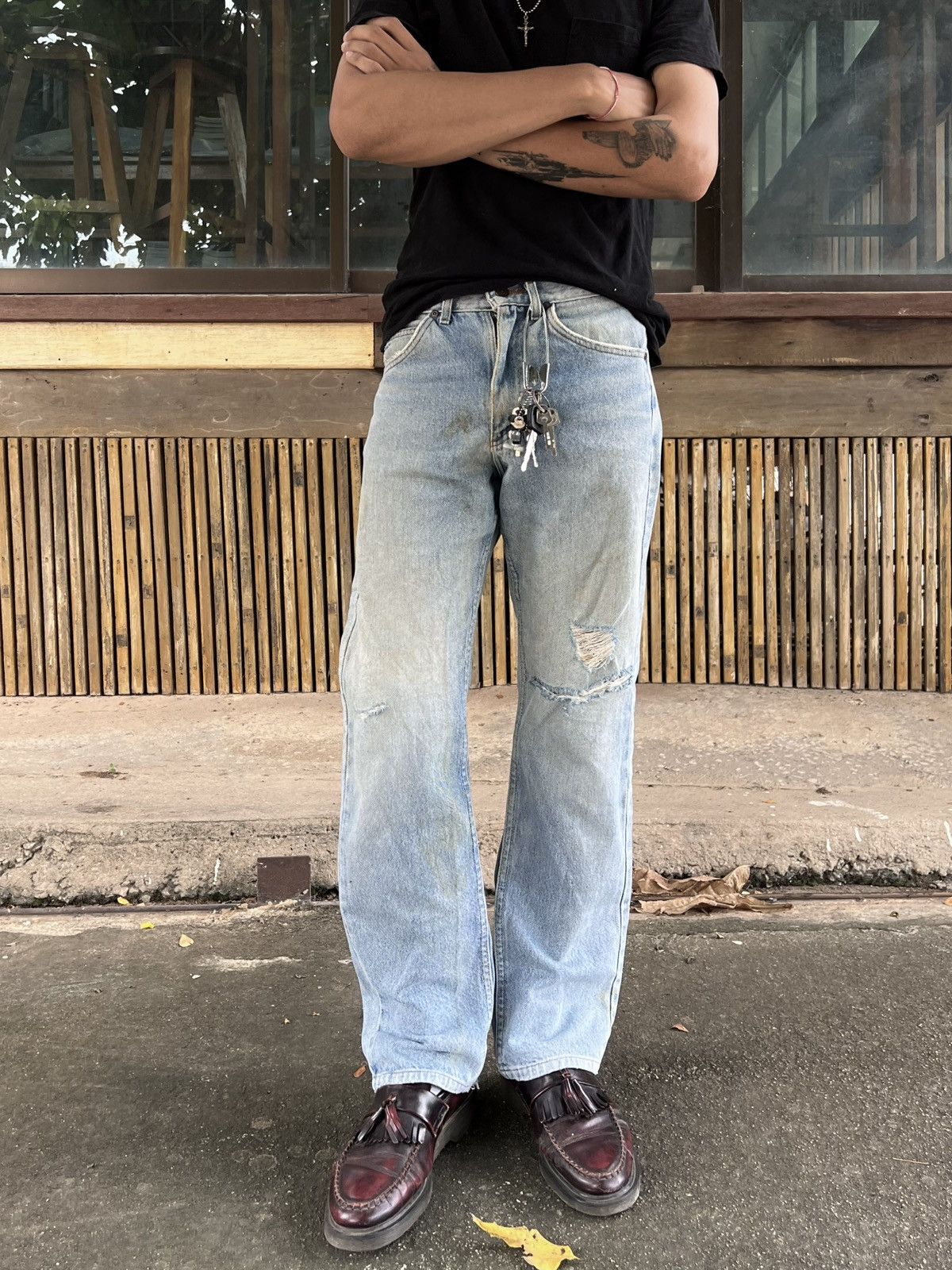 Lee Thrashed Vintage Lee Denim Pants Distressed EDR Size US 29 - 2 Thumbnail