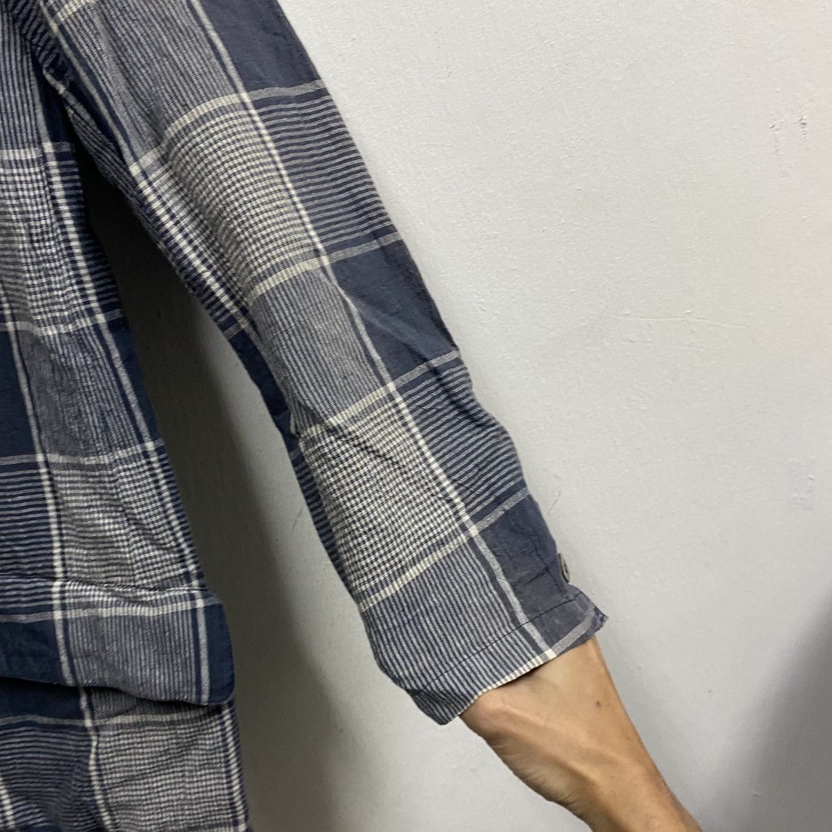 Issey Miyake vintage I.S. Issey Miyake gingham light layer blazer jacket Size 42L - 7 Thumbnail