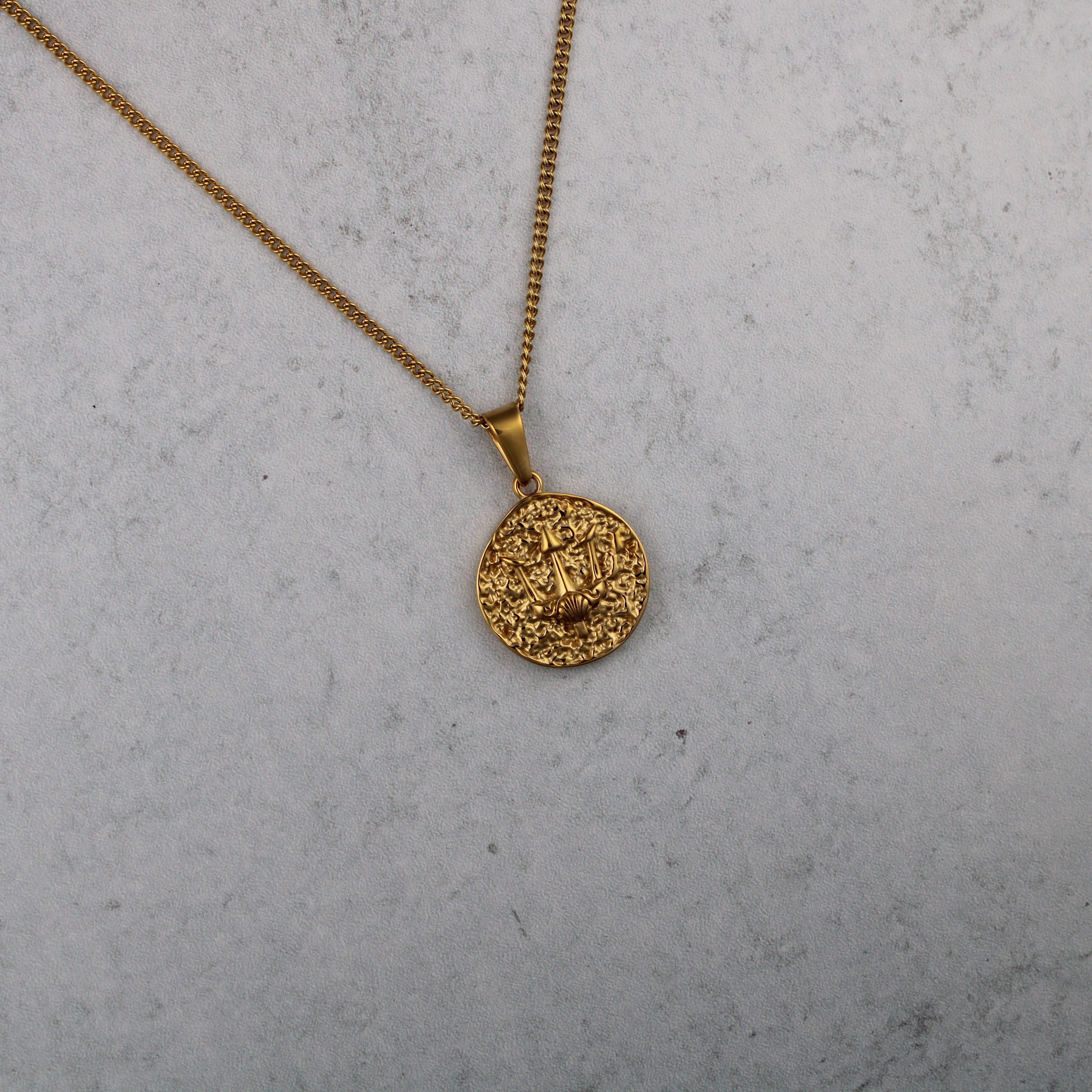 Jewelry Gold Trident Pendant Chain Necklace Size ONE SIZE - 4 Thumbnail