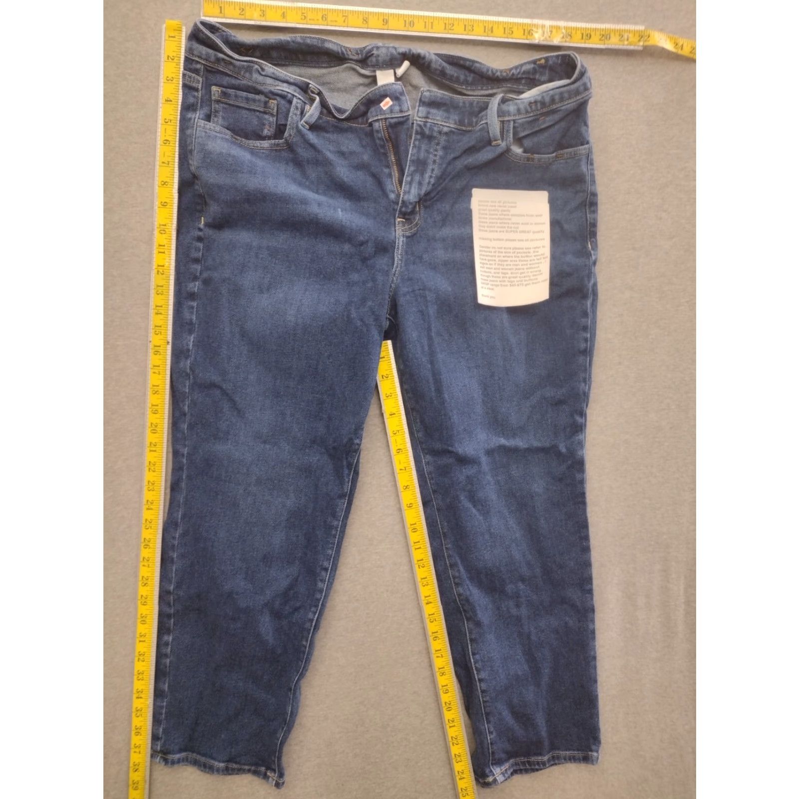 Vintage Unbranded Women's Dark Wash Jeans Size 18 - Denim Cotton Blend 5-Pocket Straight High Rise 25 Inseam Plus Size Blue Pants Mens? Size 40" / US 18 - 5 Thumbnail