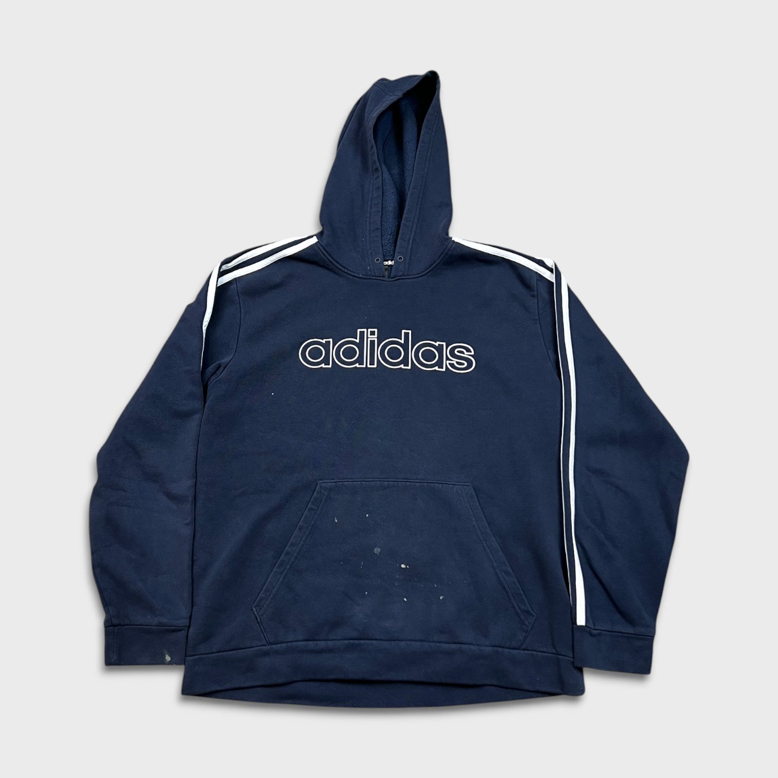 Adidas × Vintage Adidas Hoodie Essentials Distressed Hooded Sweatshirt Size US L / EU 52-54 / 3 - 1 Thumbnail