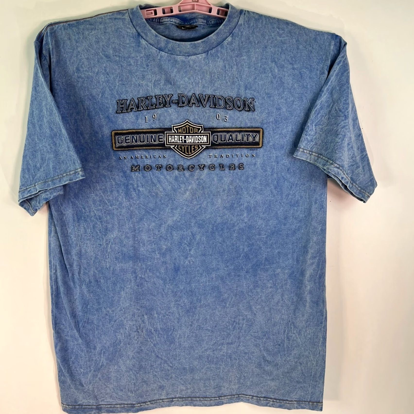 Harley Davidson VINTAGE Harley-Davidson Mens Blue Tee XL T-Shirt Graphic Pocket Logo Crew Neck Short Sleeve Size US XL / EU 56 / 4 - 3 Thumbnail
