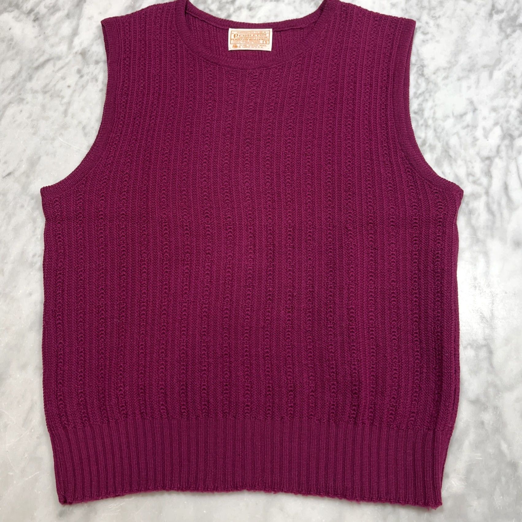 Pendleton VINTAGE Pendleton Virgin Wool Sweater Vest Womens Small Pullover Purple ish Size S / US 4 / IT 40 - 2 Thumbnail