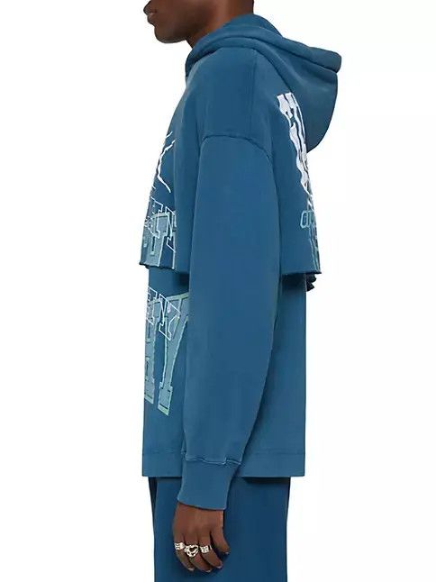 Givenchy o1mle0226 Double Layered Hoodie In Felpa in Blue Size US L / EU 52-54 / 3 - 5 Thumbnail