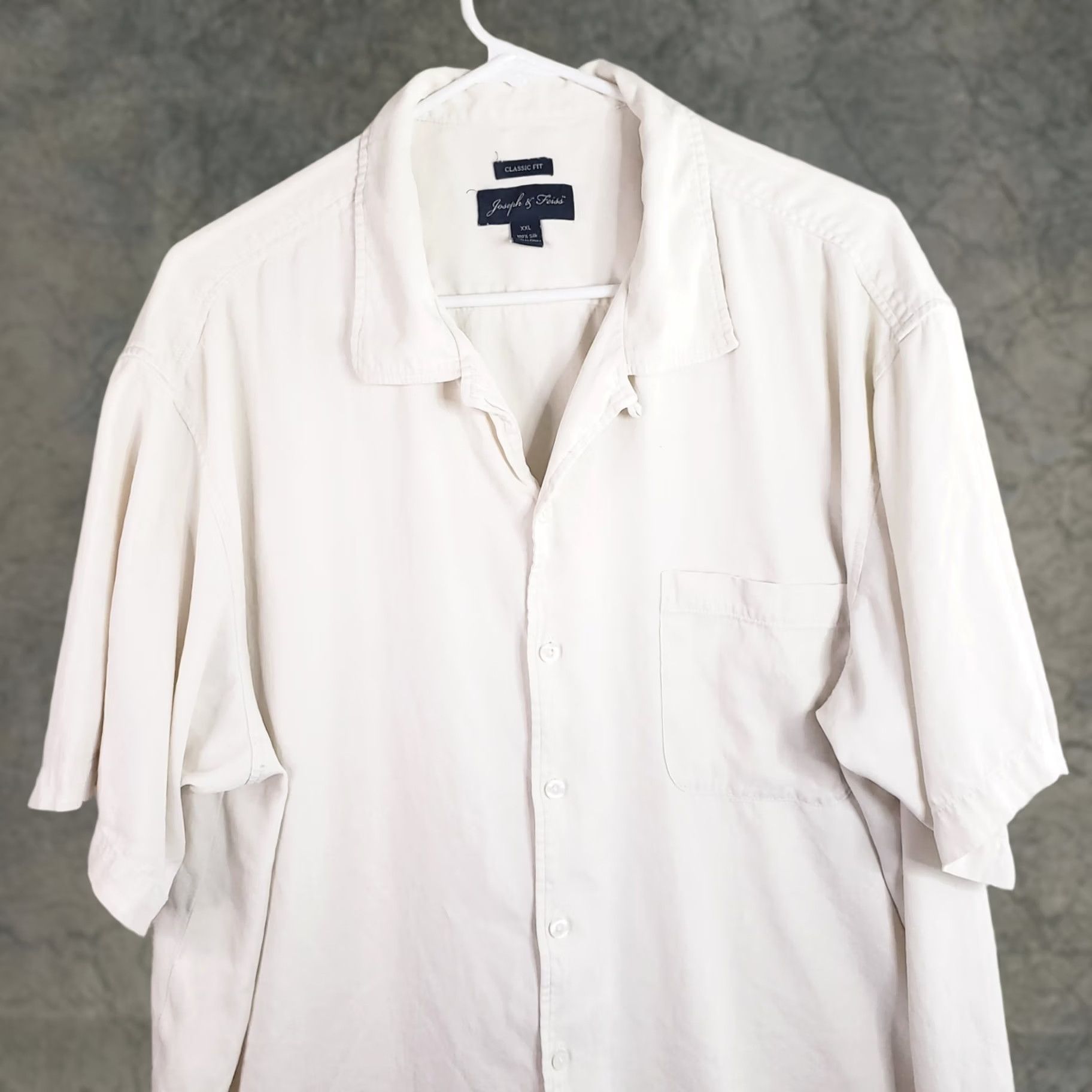 Joseph Joseph & Feiss Shirt Mens 2XL 100% Silk Button Up Ivory Vacation Short Sleeve Size US XXL / EU 58 / 5 - 1 Thumbnail