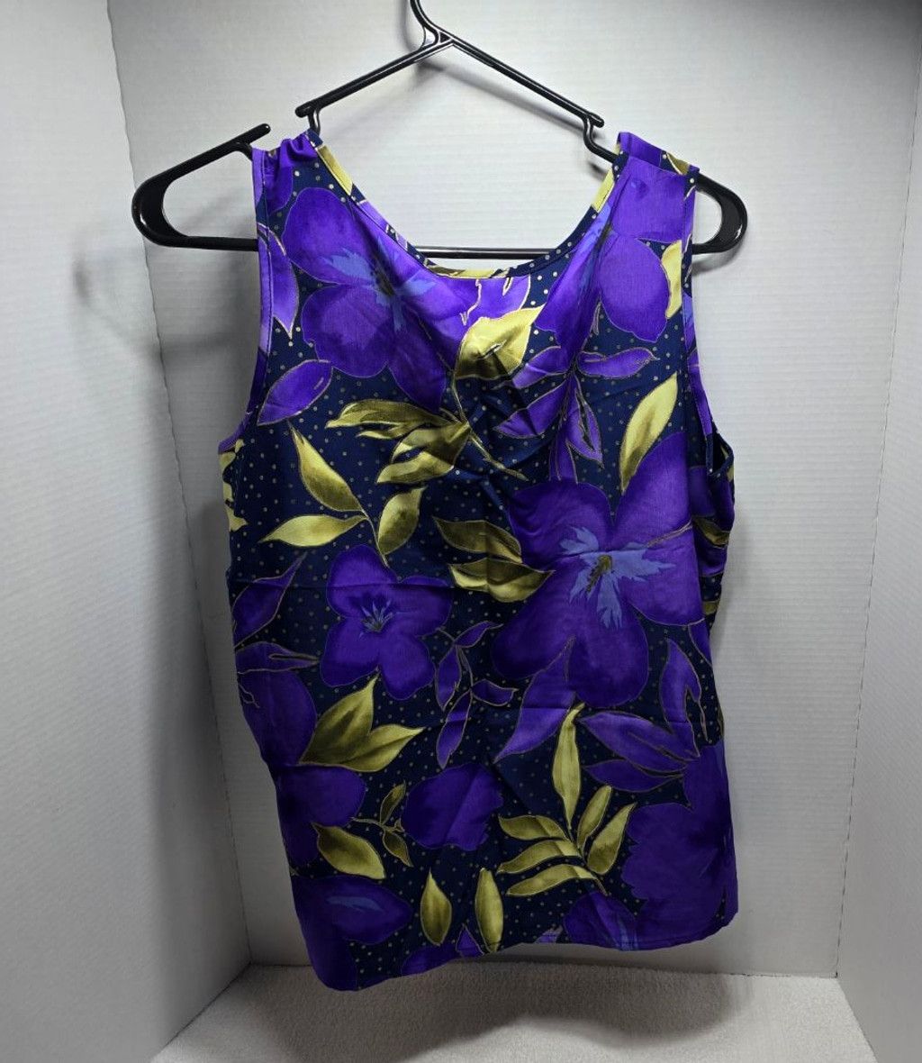 The Unbranded Brand Women's Susan Graver Tank Top M Purple Green Floral Size M / US 6-8 / IT 42-44 - 6 Thumbnail