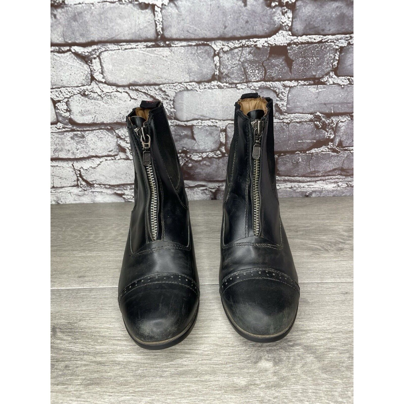 Justin Justin Black Leather Front Zip Jodhpur Cap Toe Boots Women S Size US 7 / IT 37 - 22 Thumbnail