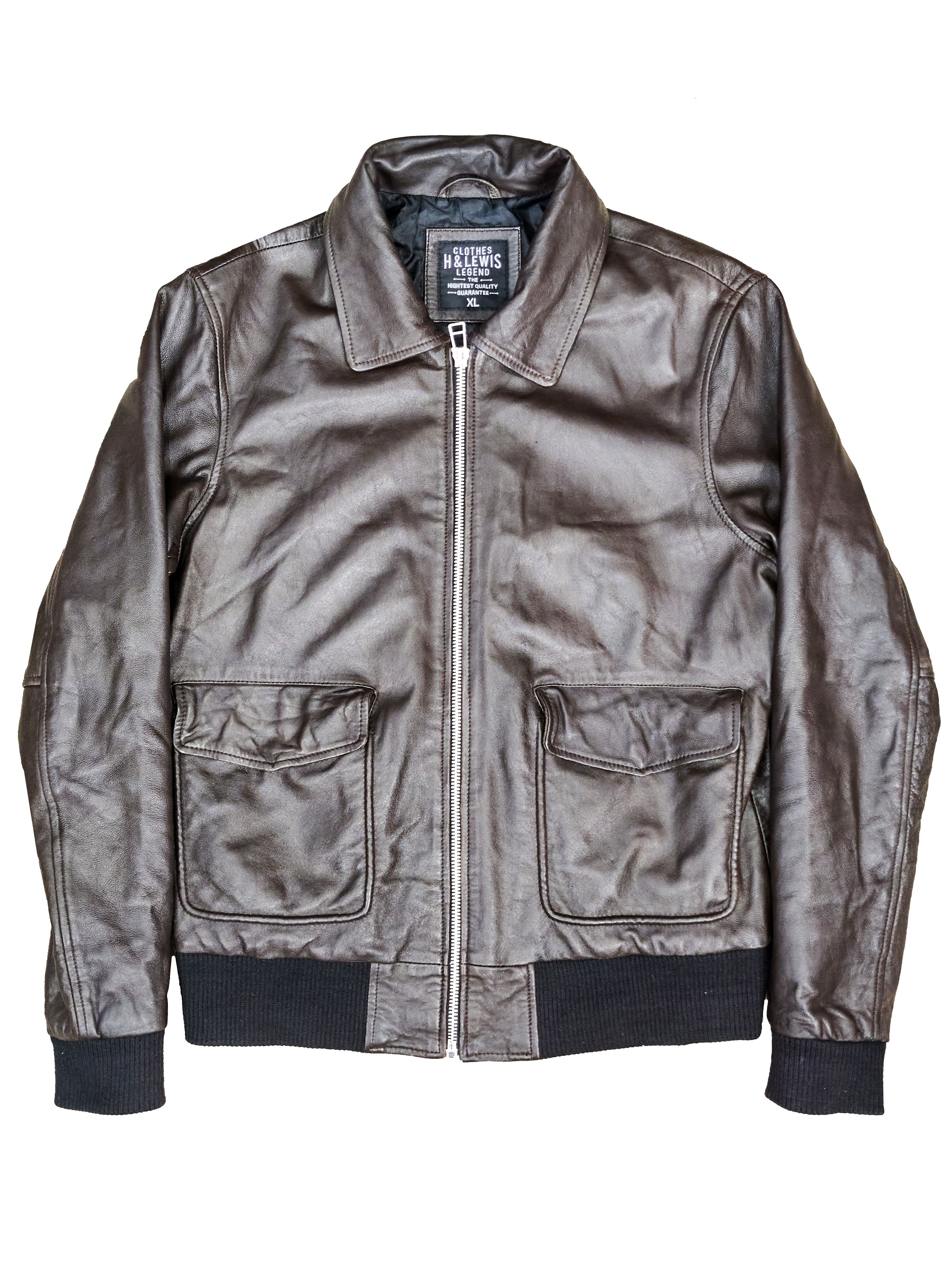 Archival Clothing Vintage men's brown leather bomber jacket, A2 Leather ...