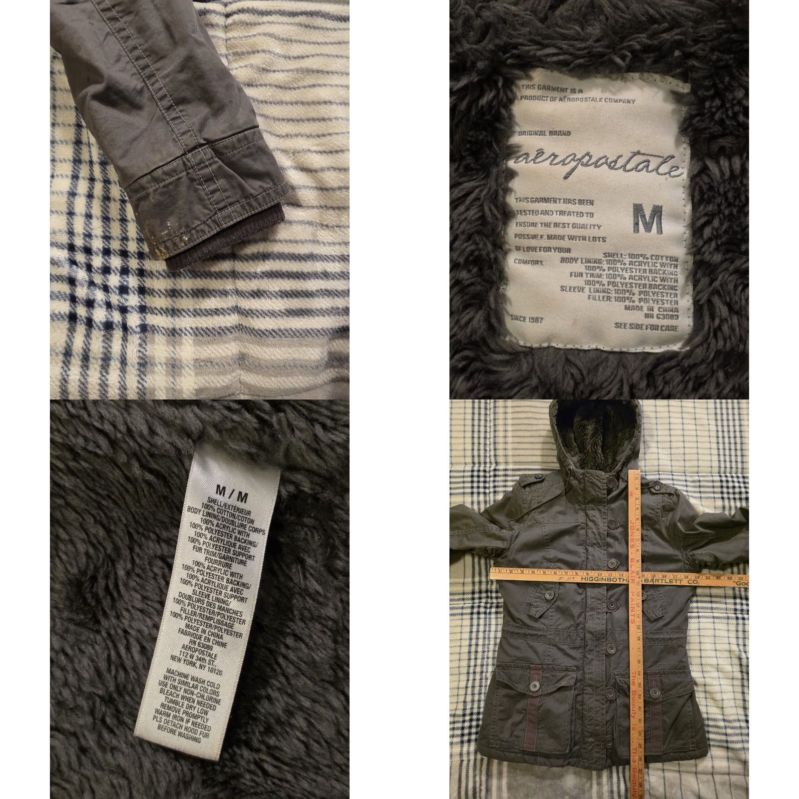 Vintage VINTAGE Y2K Aeropostale Faux Fur Lined Hooded Military Style Jacket Gray Womens Medium Size M / US 6-8 / IT 42-44 - 8 Thumbnail