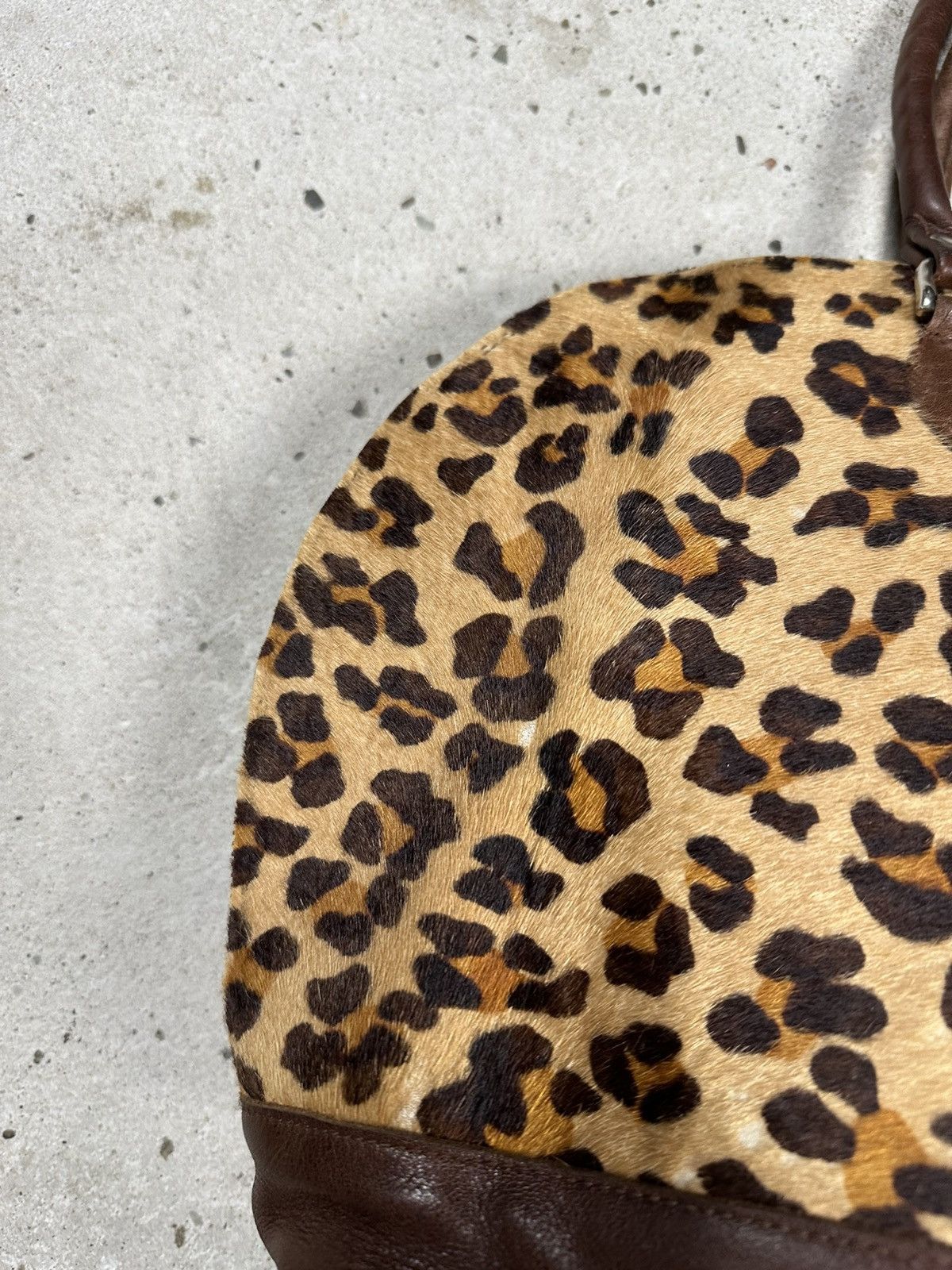 Japanese Brand Vintage 90s Leopard Print Fur & Leather Hand Bag Size ONE SIZE - 8 Thumbnail
