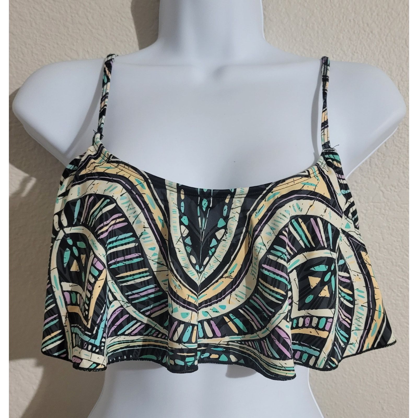 Other Body Glove Black Purple Teal Geo Print Bikini Top M Pull On Size ONE SIZE - 1 Thumbnail