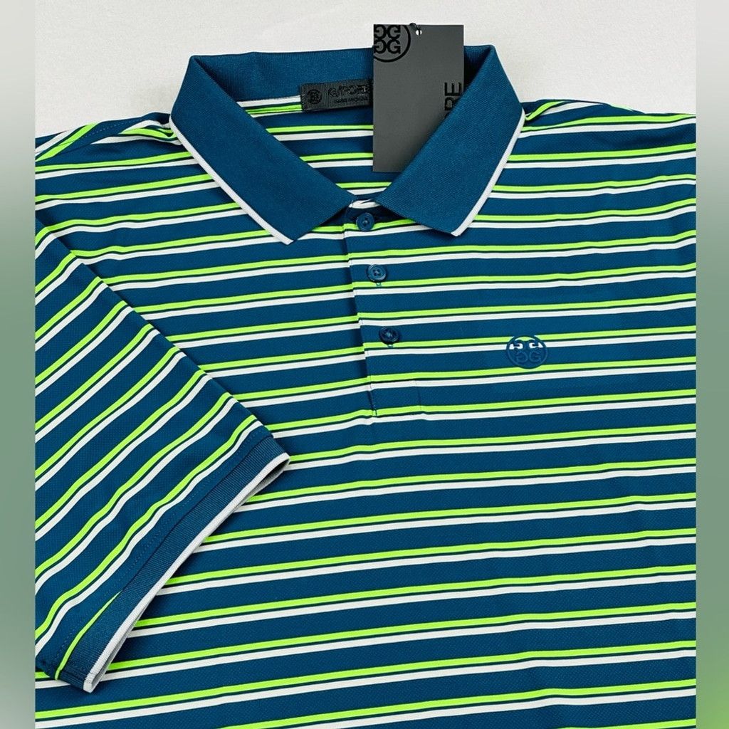 G/FORE G/Fore Men’s Med Blue Green Stripe Golf Jersey Polo Shirt Size US M / EU 48-50 / 2 - 12 Thumbnail
