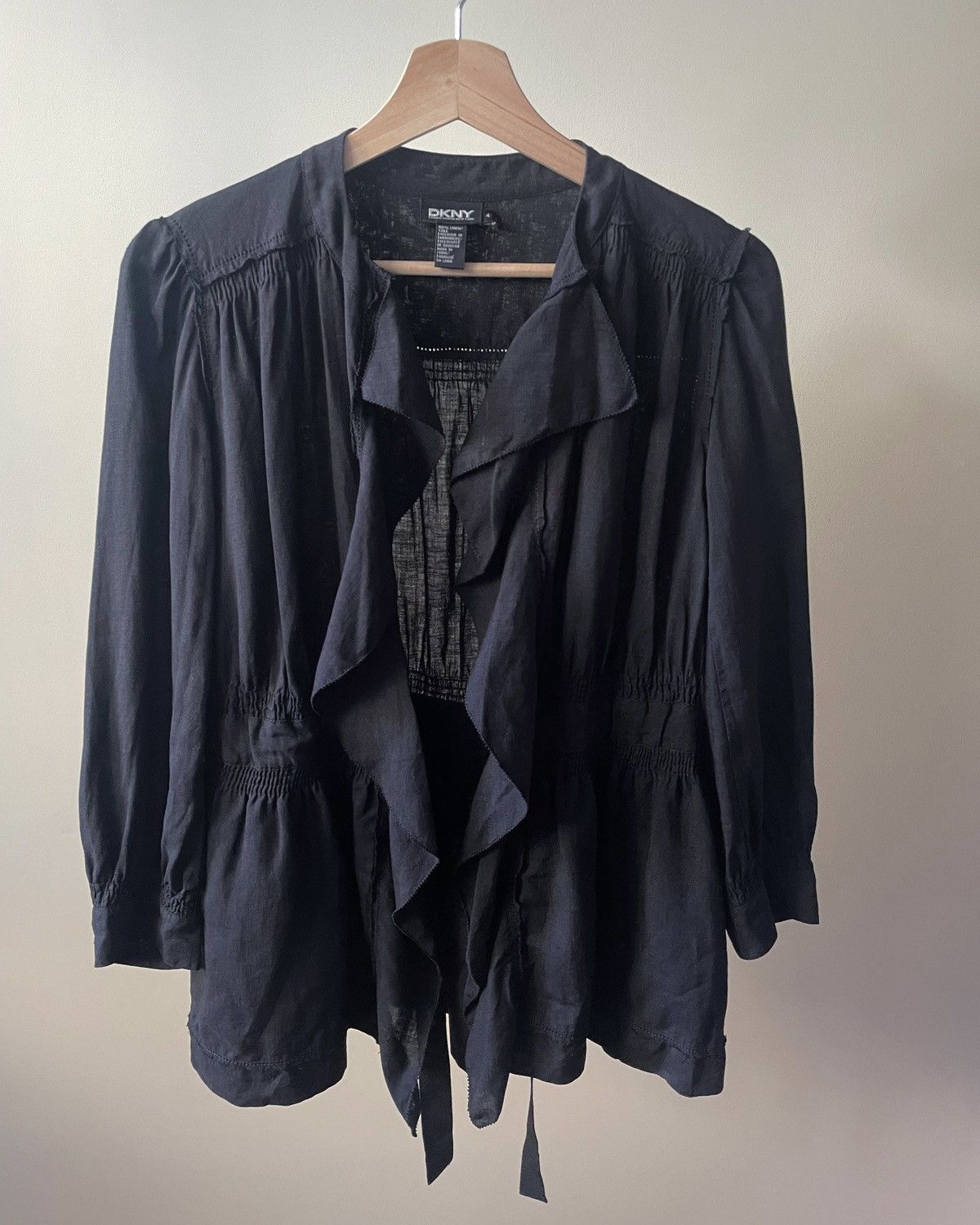 DKNY Vintage DKNY Black Linen Shirt Size S / US 4 / IT 40 - 5 Thumbnail