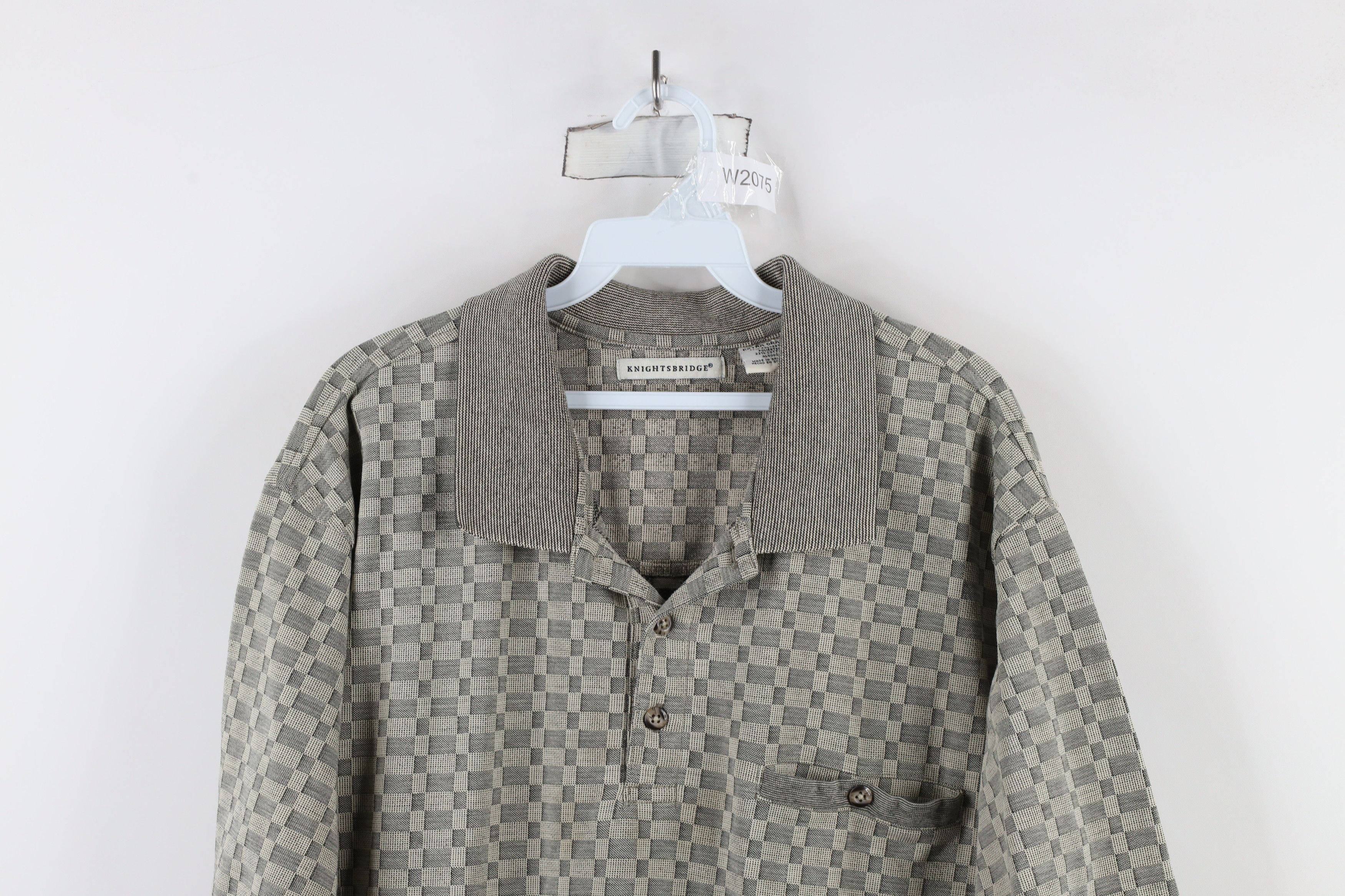 Vintage Vintage 90s Streetwear Checkered Knit Pullover Polo Shirt Size US XL / EU 56 / 4 - 2 Thumbnail
