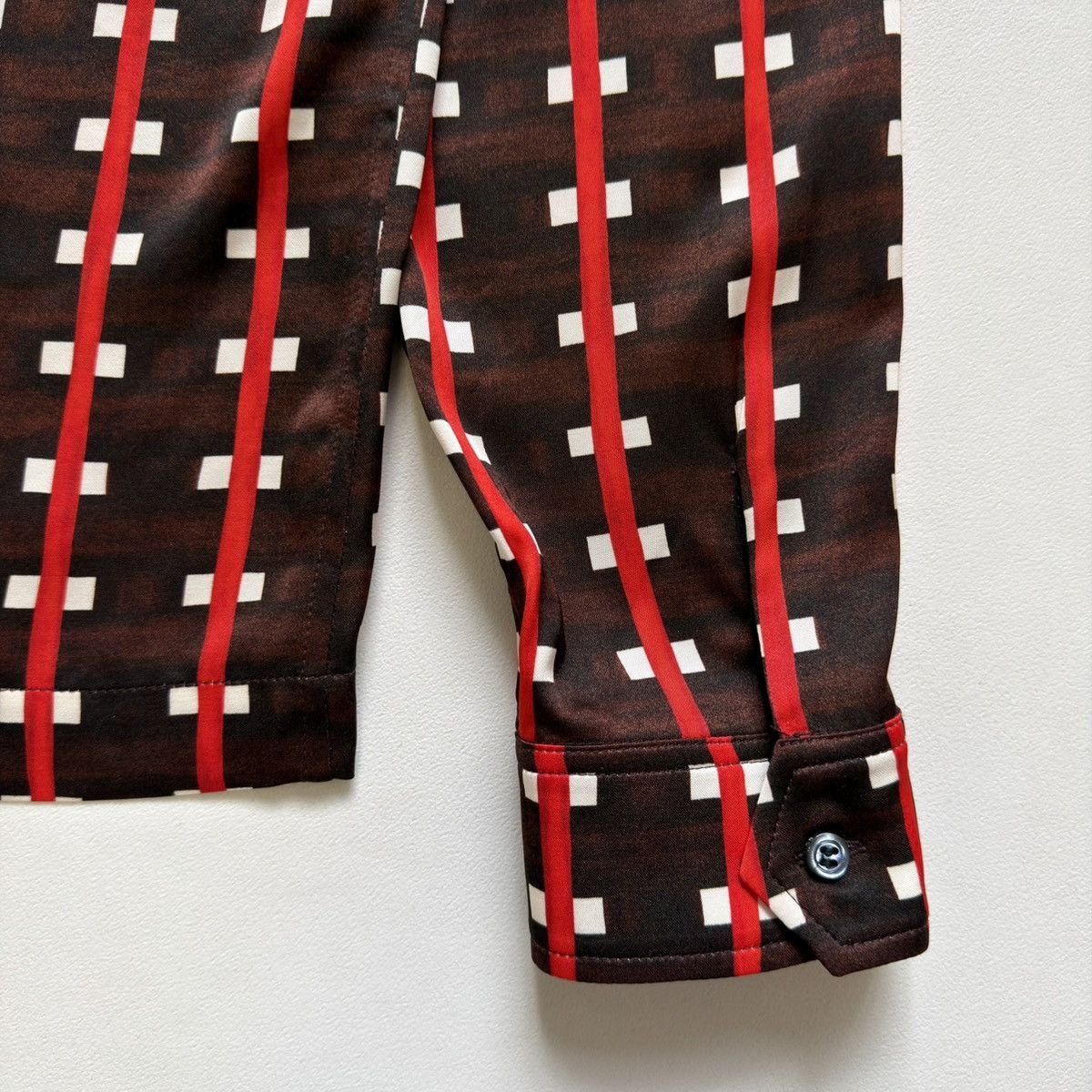Wales Bonner ‘Relief’ Brown + Red Patterned Zip Shirt Size US M / EU 48-50 / 2 - 17 Thumbnail
