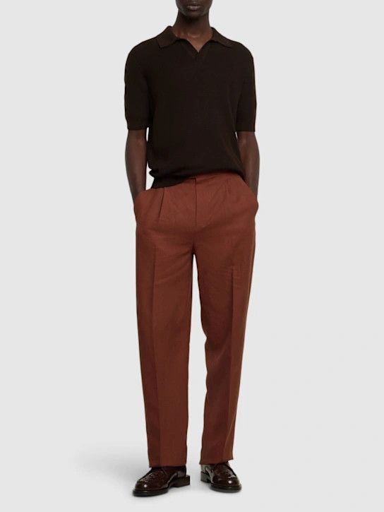 Z Zegna o1lsvrm0525 Linen Pants in Brown Size US 32 / EU 48 - 3 Thumbnail