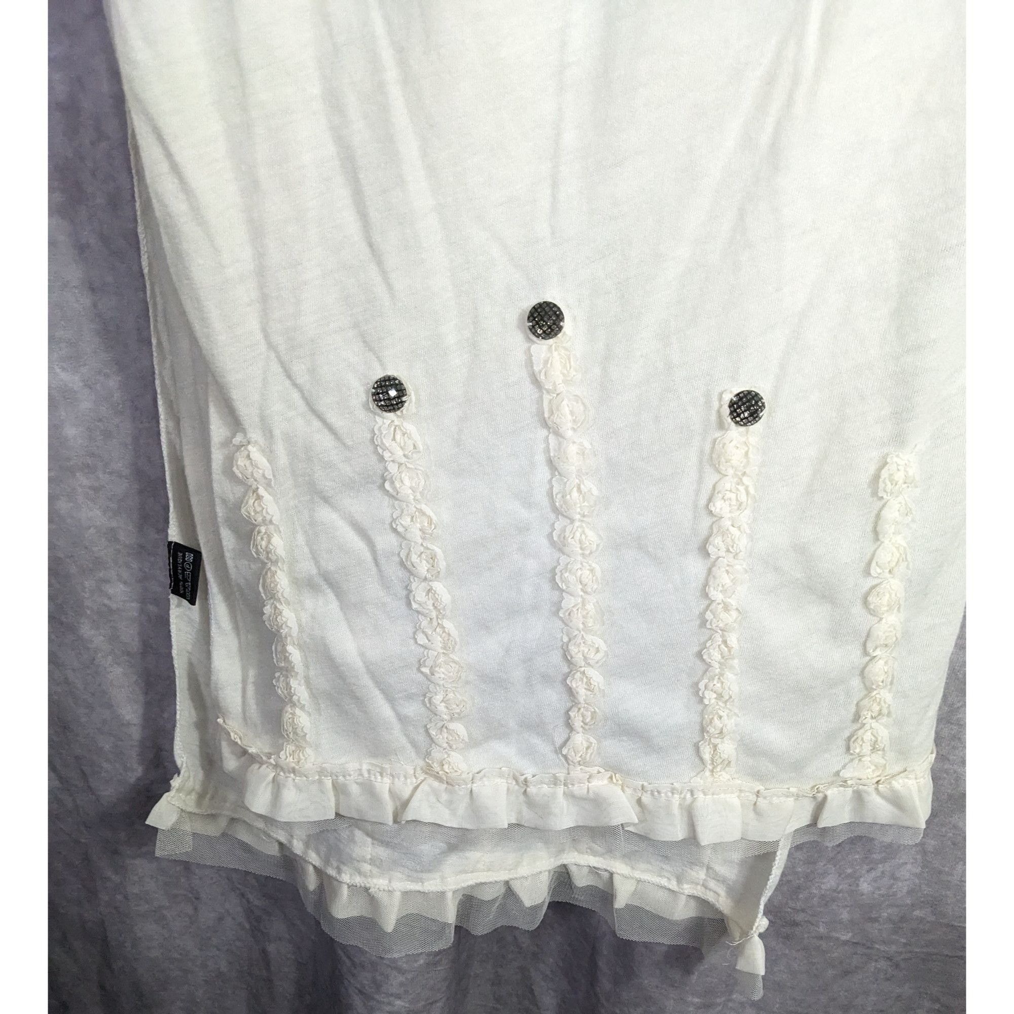 Other Vintage French Coquette White Scarf With Lace & Button Accen Size ONE SIZE - 9 Thumbnail