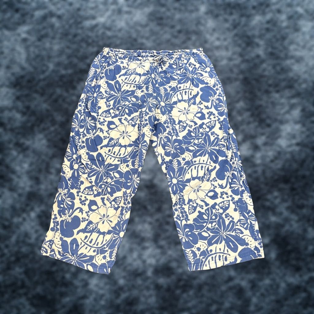 Victoria's Secret VINTAGE Victoria's Secret Capri Pants Womens M Blue Floral 90s Baggy/Loose Fit Size 32" / US 10 / IT 46 - 1 Thumbnail
