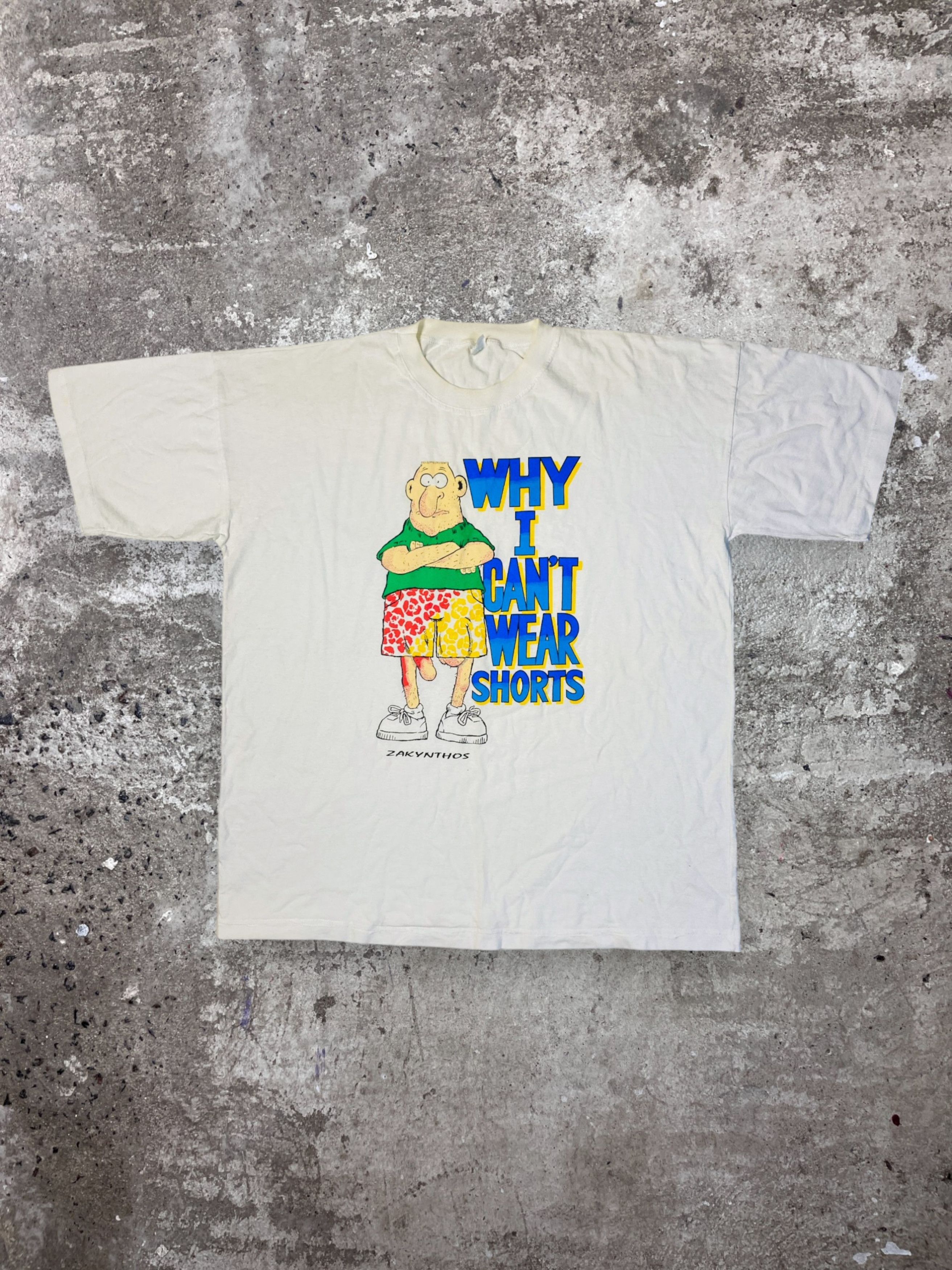 Vintage 1990s RARE FUNNY SHIRT “WHY I CAN’T WEAR SHORTS” - № 277 Size US XL / EU 56 / 4 - 1 Thumbnail