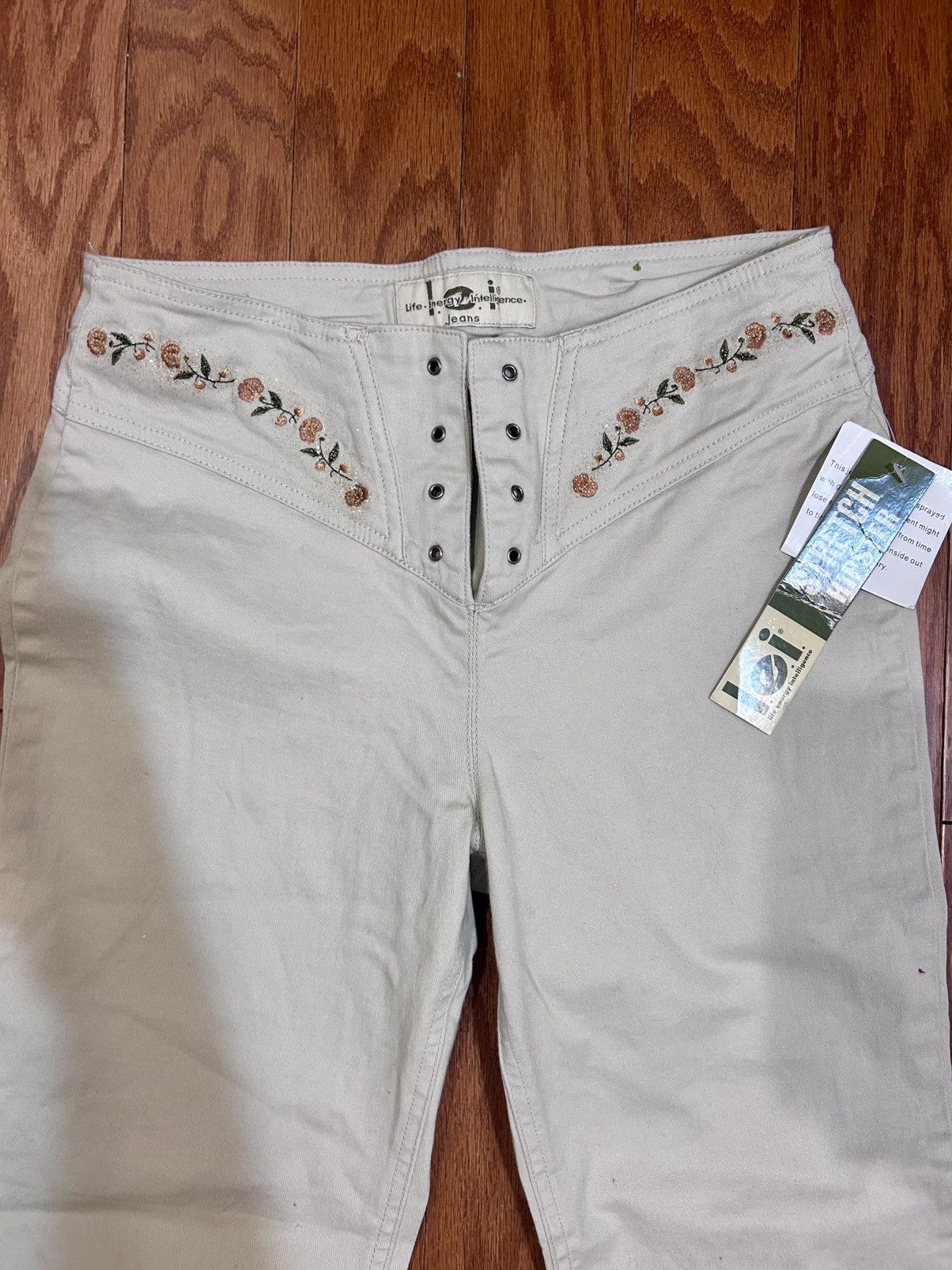 Other Flare Vintage Y2K Embroidered Lace Up Detail Low Rise Pants Size 38" / US 16 / IT 52 - 2 Thumbnail