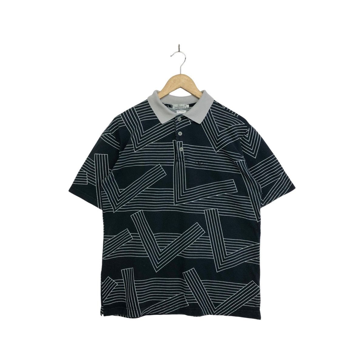Valentino × Vintage *Rare!! Vintage VALENTINO Full print design polo tee Size US L / EU 52-54 / 3 - 1 Thumbnail