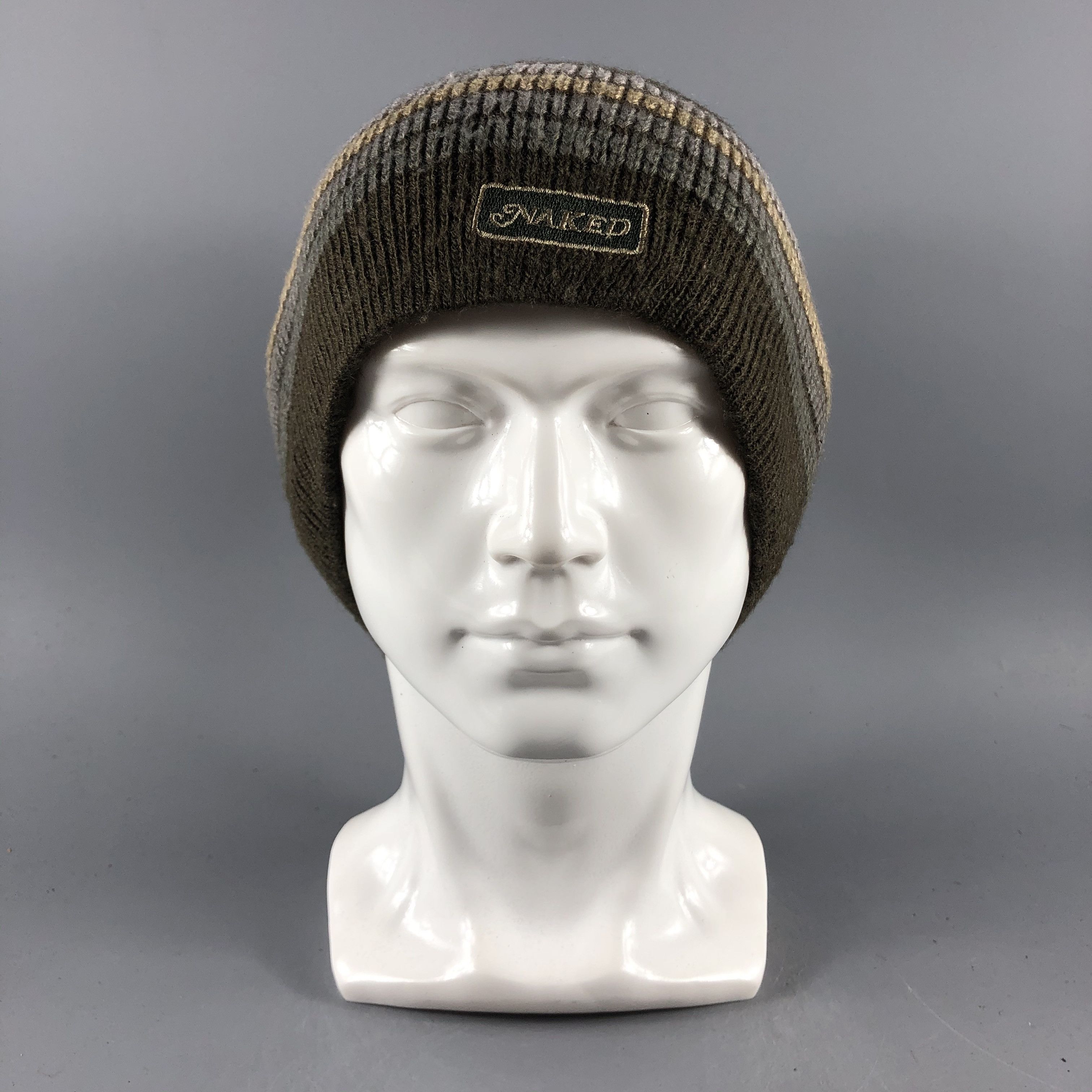 image of Vintage Naked Beanie Stripe Hats Snow Cap B1185, Men's