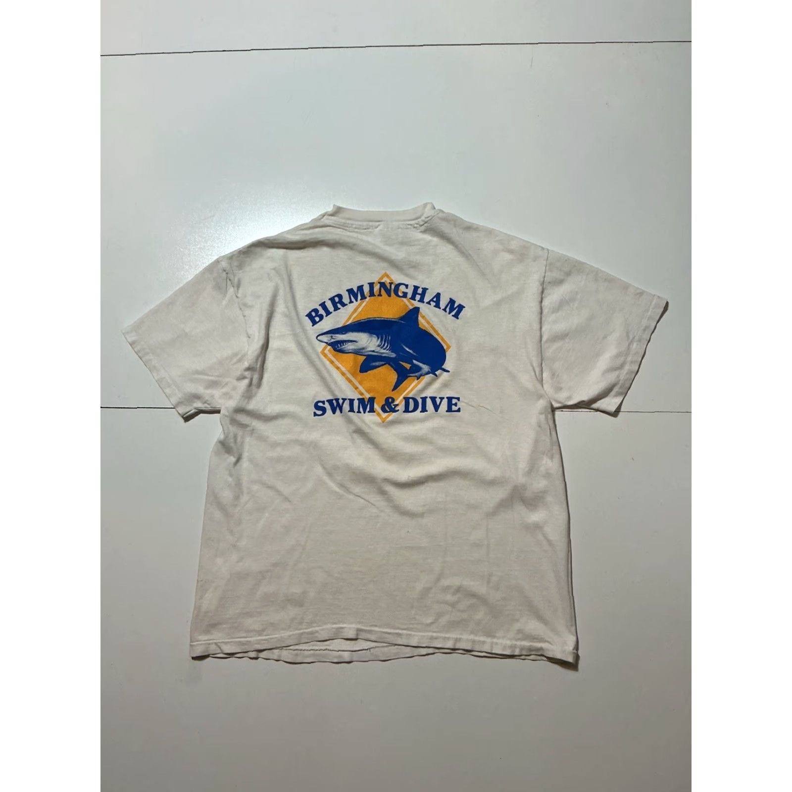 Hanes VINTAGE Hanes Beefy-T T-Shirt Birmingham Swim & Dive Shark Graphic Single Stitch Shirt Men Large White Shark Graphic Mens Size US L / EU 52-54 / 3 - 3 Thumbnail