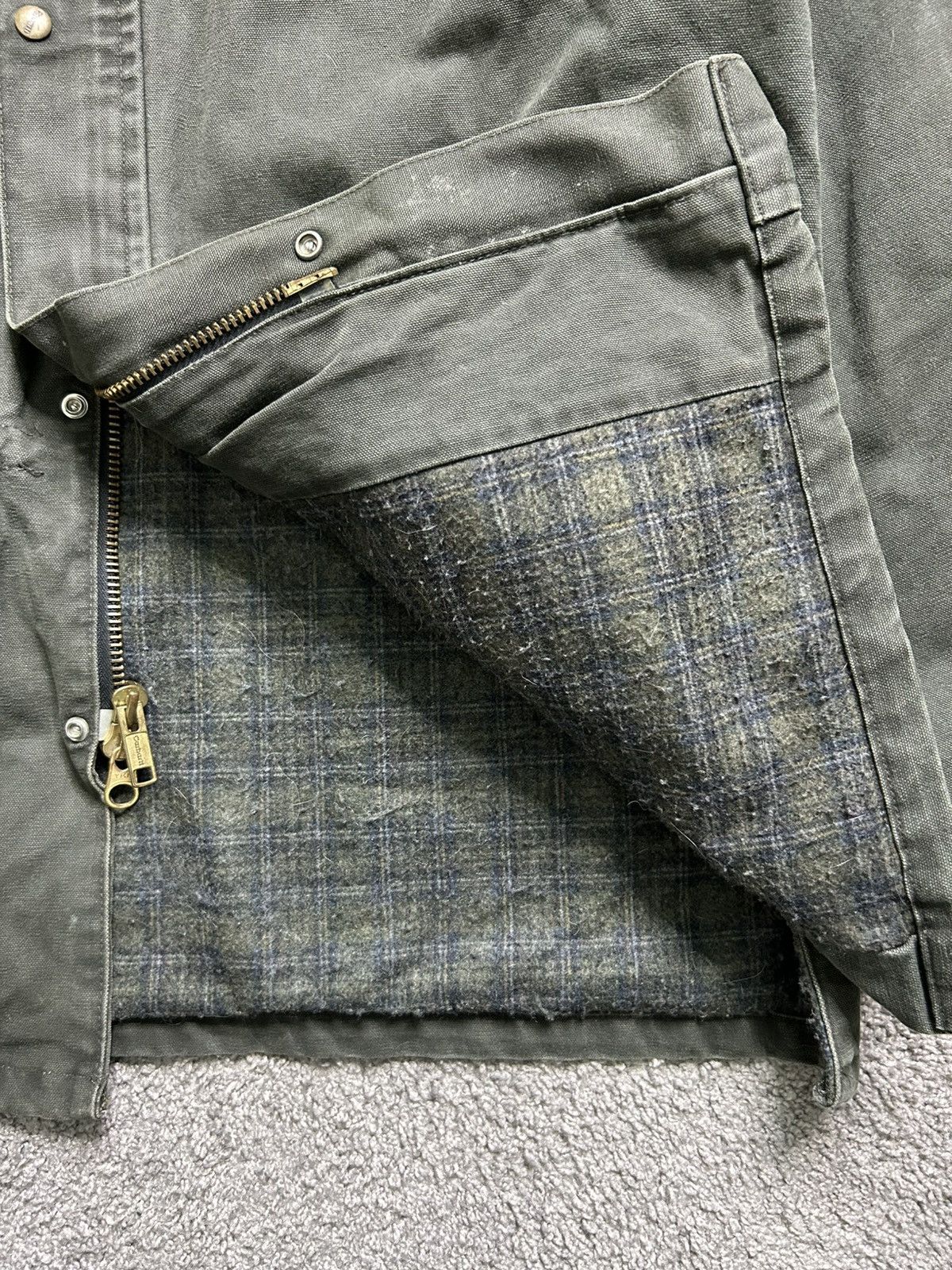 Carhartt Vintage 90s Carhartt Blanket Lined Chore Jacket Moss Earth Size US L / EU 52-54 / 3 - 5 Thumbnail