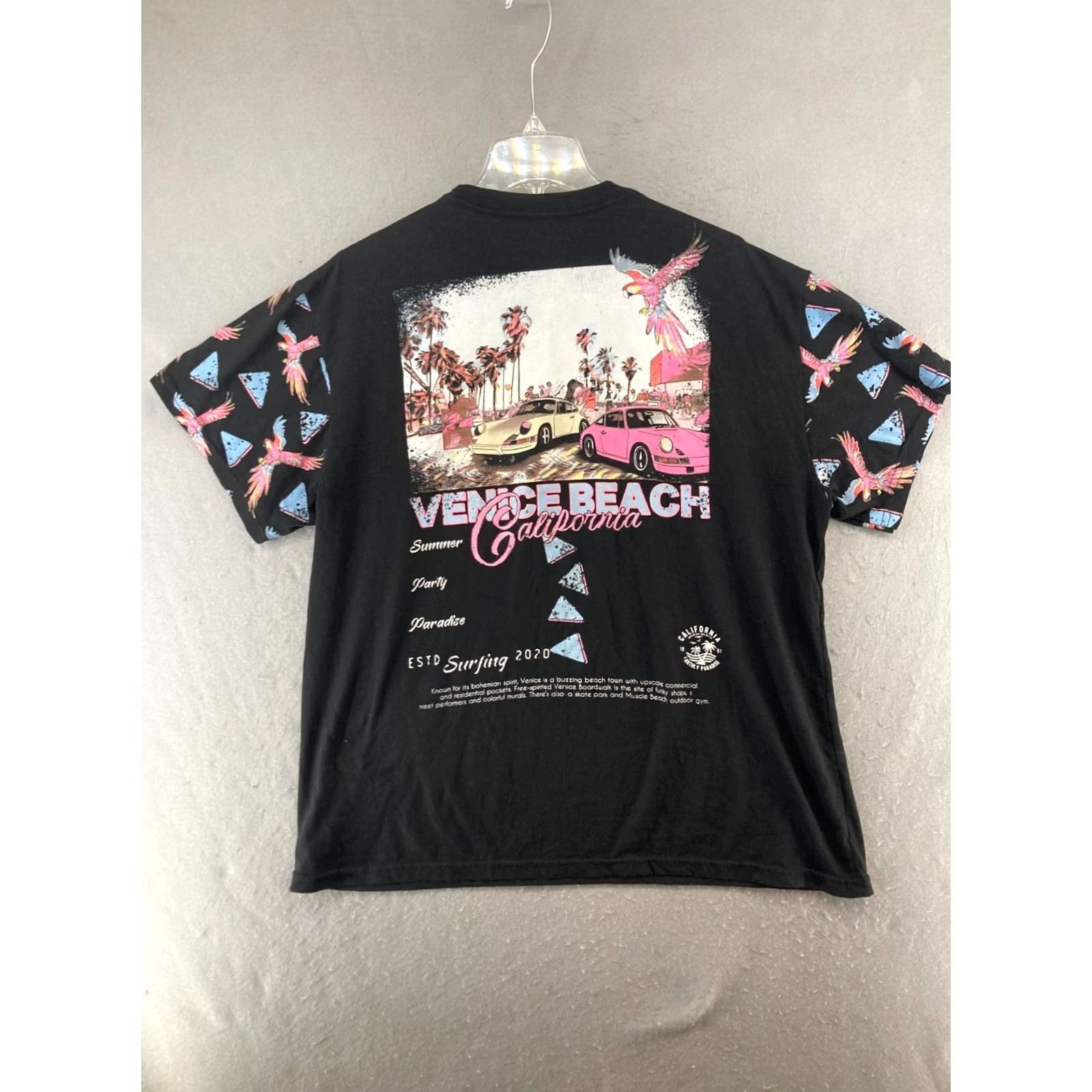 Vintage FRESH LAUNDRY Mens TShirt XL Black Beach Graphic Print Crew Neck Short Sleeve Adults Men Shirts Size US XL / EU 56 / 4 - 6 Thumbnail