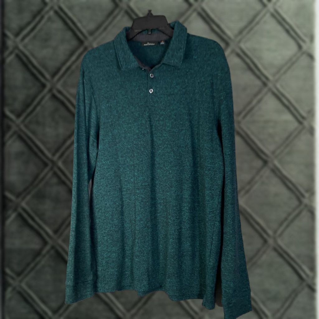 Vintage Marc Anthony Mens Long Sleeve Polo Shirt Slim Lightweight Green Large L Button-Up Shirt Size US L / EU 52-54 / 3 - 1 Thumbnail