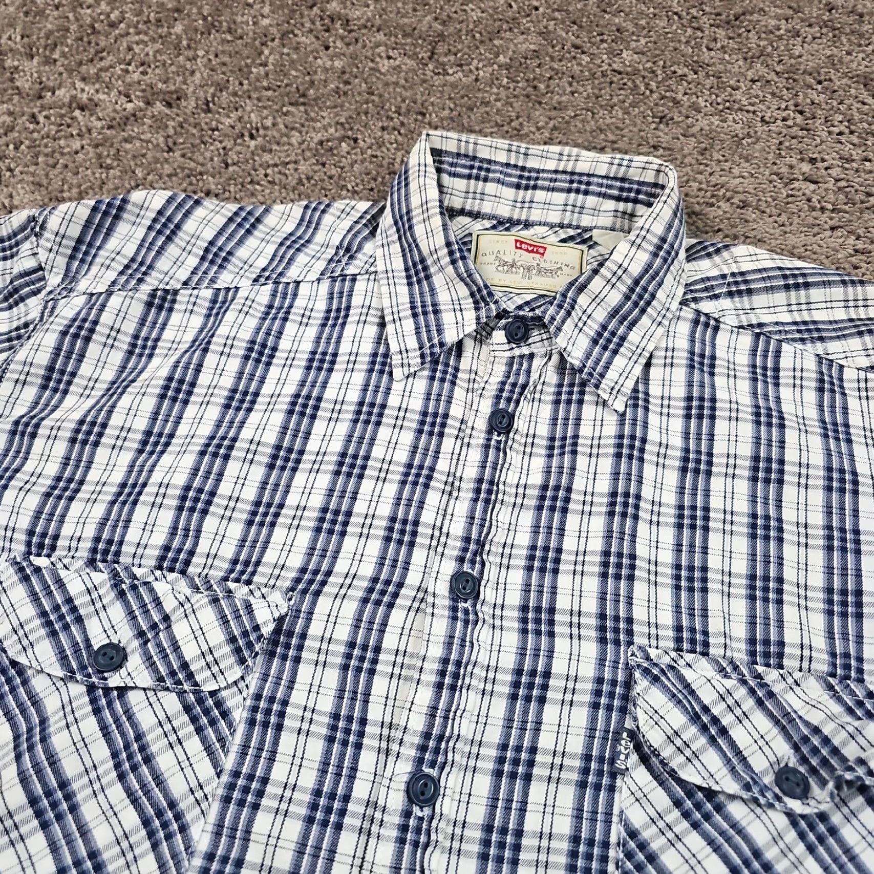 Levi's VINTAGE Levi's Button-Up Shirt Mens XL Blue Plaid Long Sleeve Casual Pockets 90s Size US XL / EU 56 / 4 - 2 Thumbnail