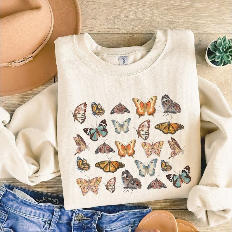 Designer Vintage Butterfly Sweatshirt Size M / US 6-8 / IT 42-44 - 2 Thumbnail
