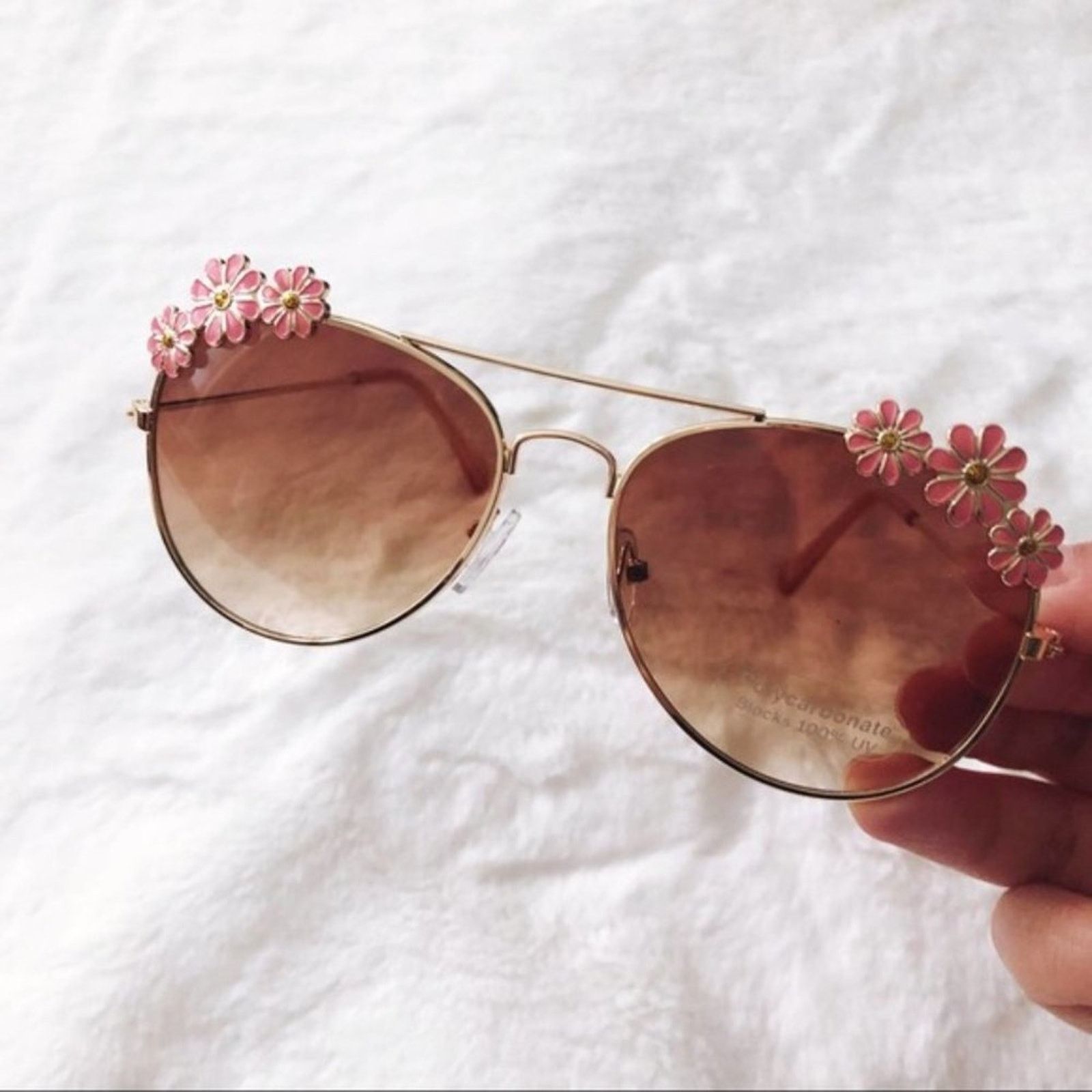 Other Flower Pink Gold Accented Trim Aviators Sunglasses Size ONE SIZE - 9 Thumbnail