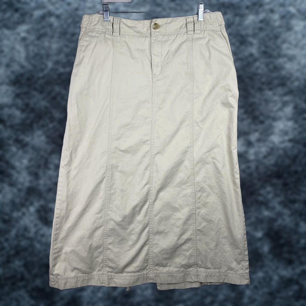 Eddie Bauer VINTAGE Eddie Bauer Skirt Womens 14 Beige Cotton 90s Y2K Cottagecore Long Pencil Straight Womens) Size 36" / US 14 / IT 50 - 1 Thumbnail